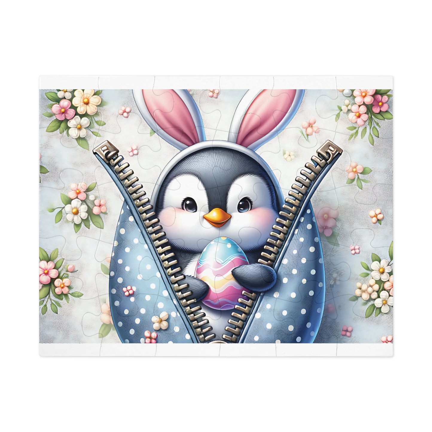 Jigsaw Puzzle, Easter, Penguin with Bunny Ears, Personalised/Non-Personalised (30, 110, 252, 500,1000-Piece)