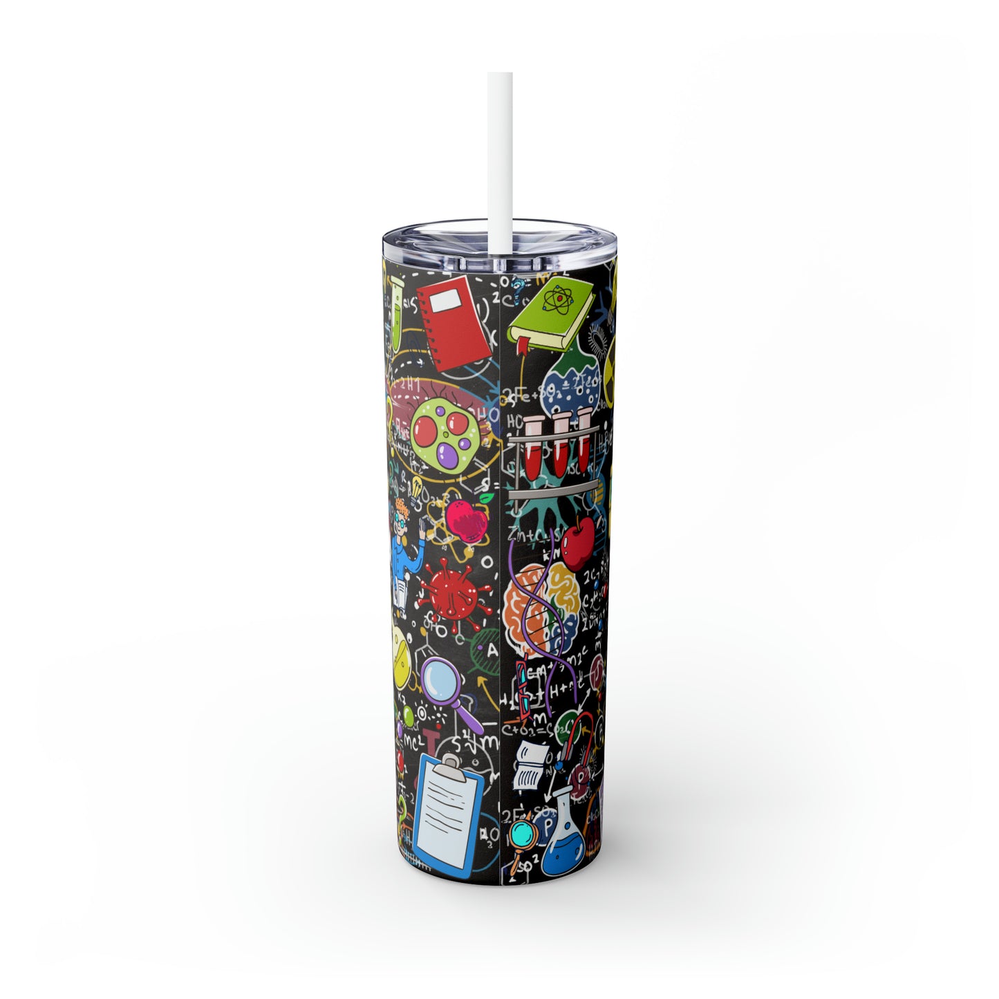 Skinny Tumbler with Straw, 20oz,  Science Teacher