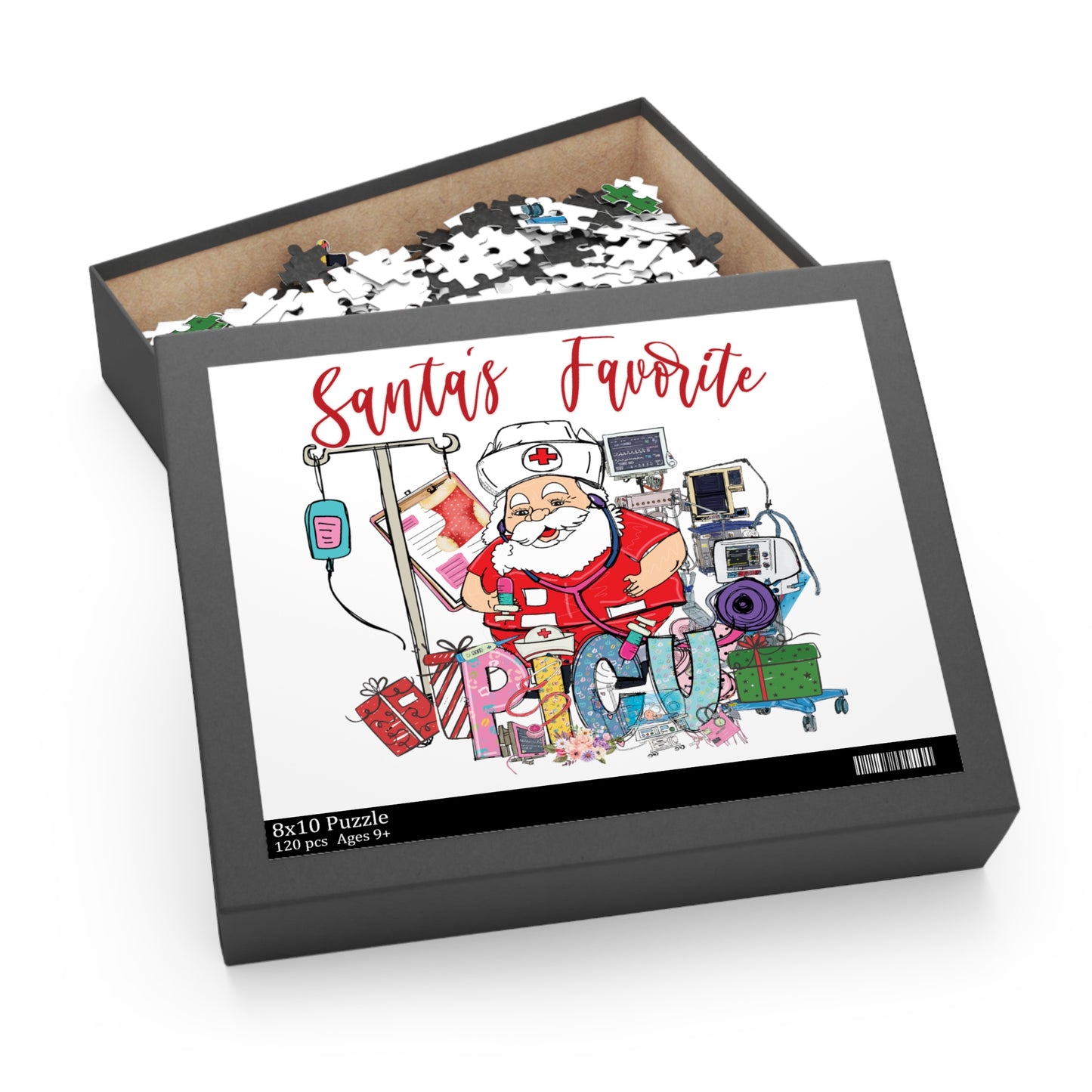 Personalised/Non-Personalised Puzzle, Santa's Favorite PICU Nurse (120, 252, 500-Piece)