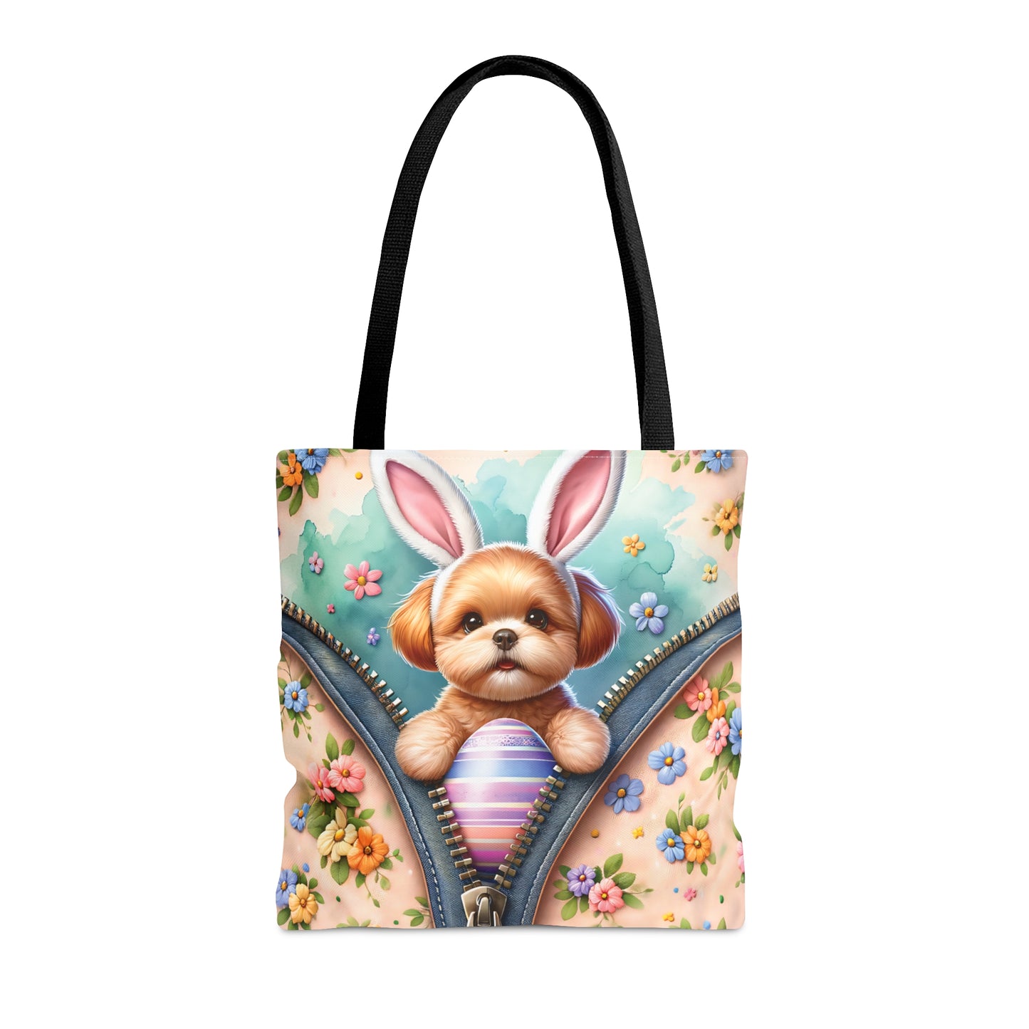 Tote Bag, Easter, Cute Dog with Bunny Ears, Personalised/Non-Personalised Tote bag