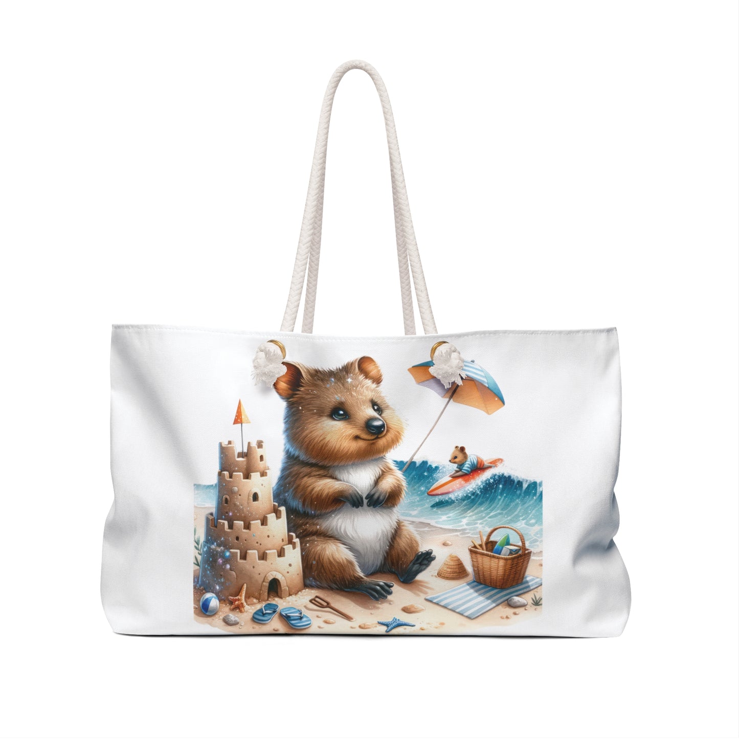 Personalised/Non-Personalised Weekender Bag, Australian Animals, Quokka, Large Weekender Bag, Beach Bag, Book Bag