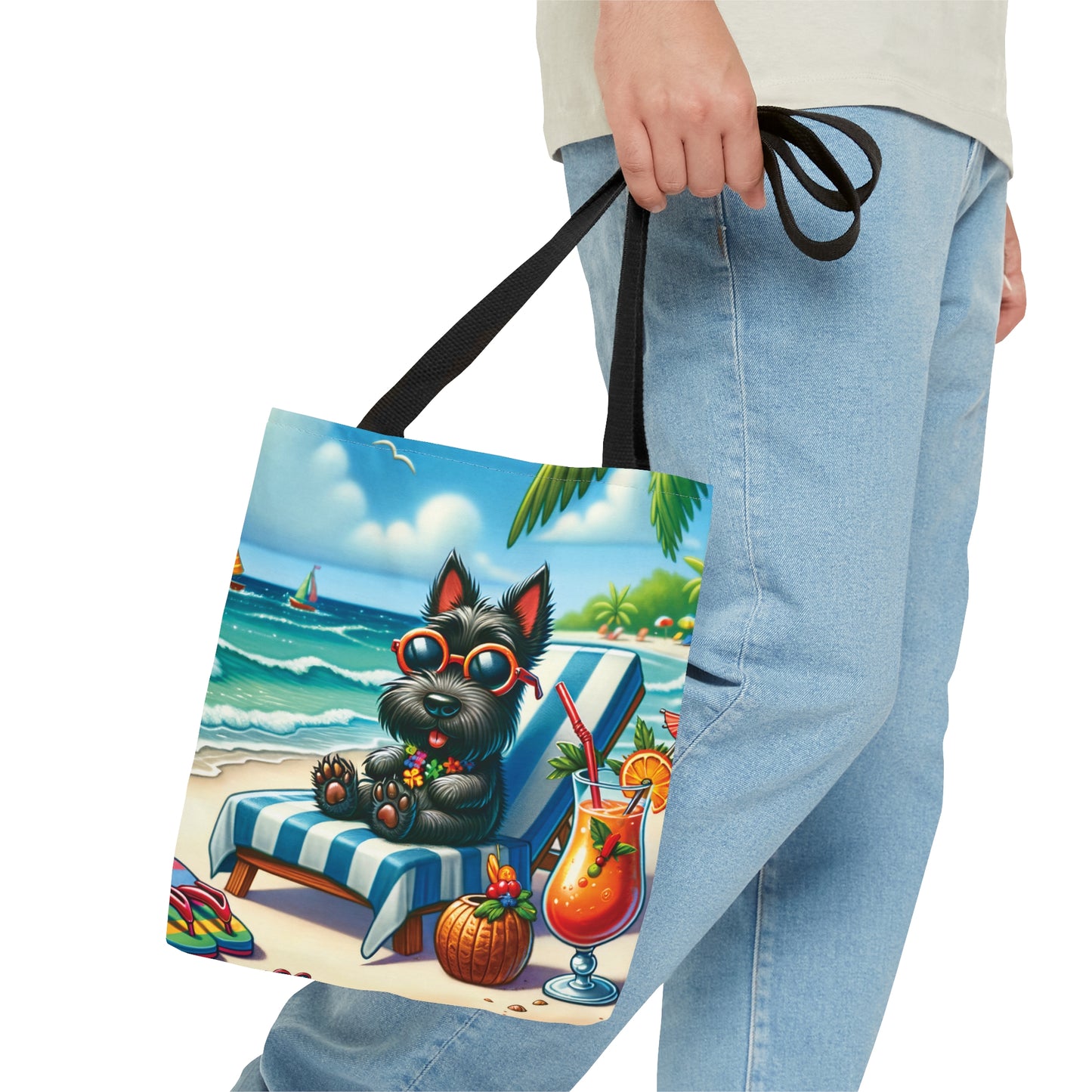 Tote Bag, Dog on Beach, Scottish Terrier, Tote bag, awd-1243