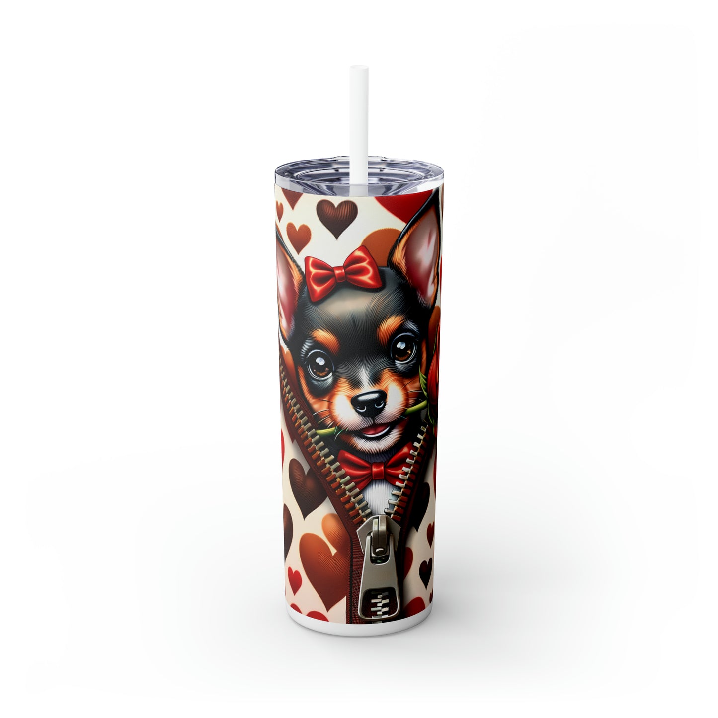 Skinny Tumbler with Straw, 20oz, Dog, Valentines Day, awd-921