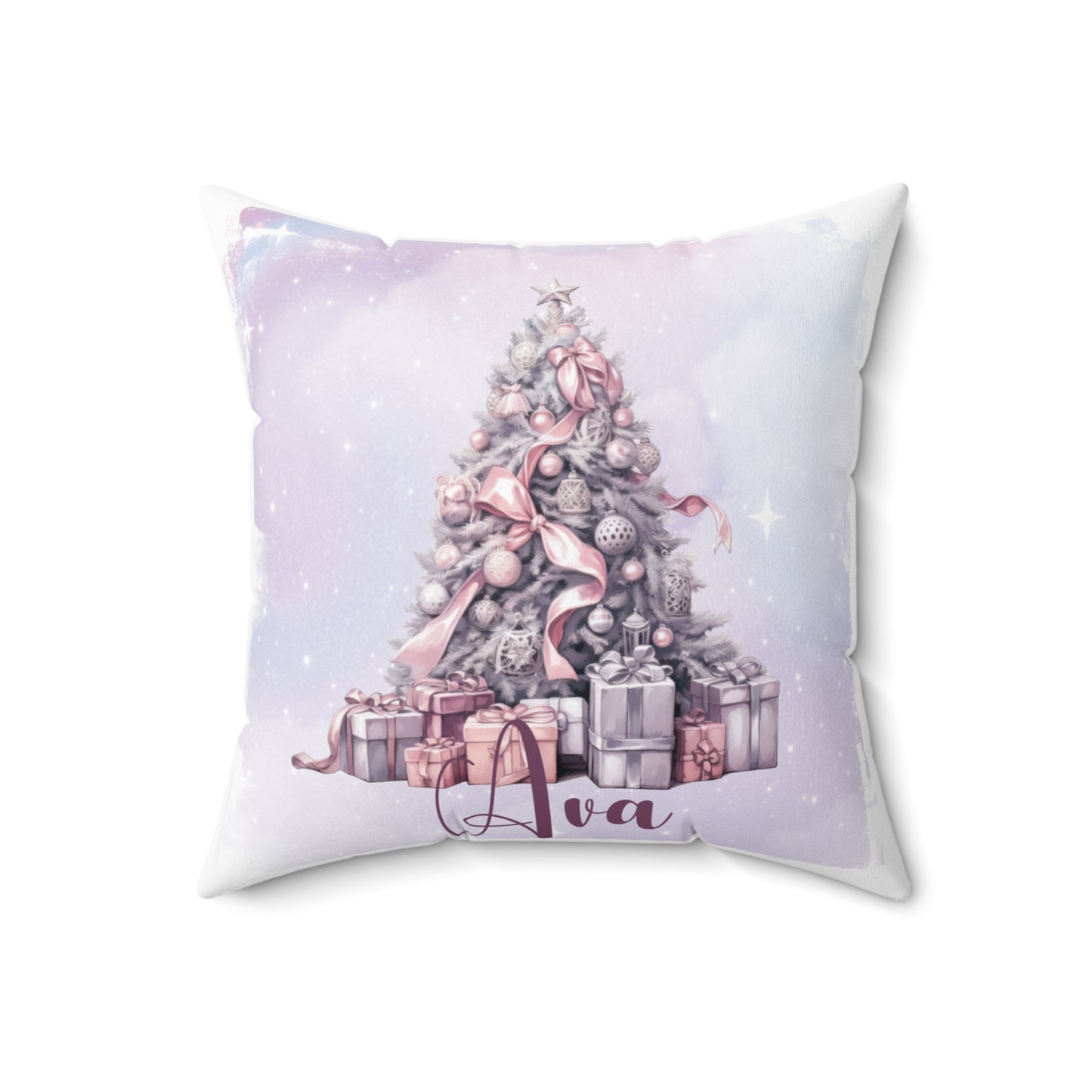 Personalised Christmas Cushion, Purple Christmas, Christmas Tree, Polyester Square Cushion, Christmas cushion