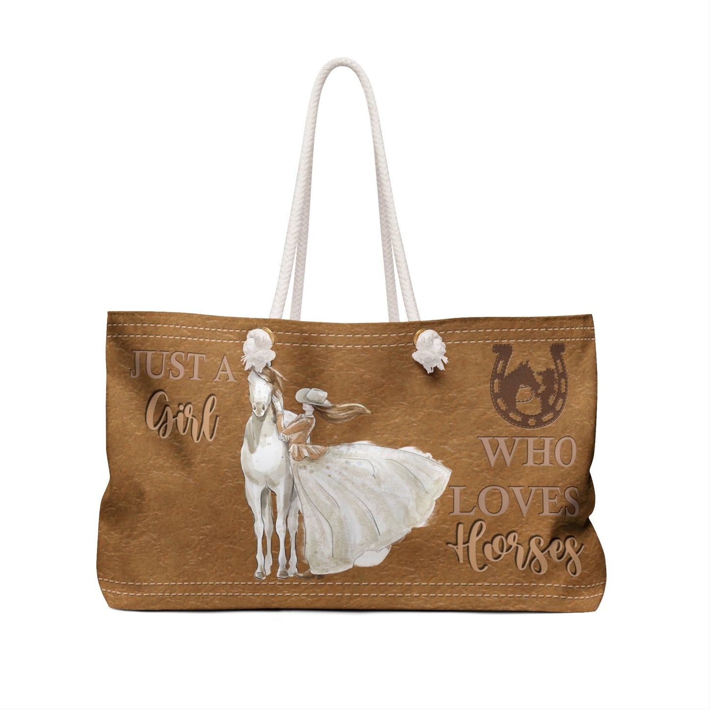 Personalised Weekender Bag, Western, Just a Girl Who loves Horses, Large Weekender Bag, Beach Bag, Book Bag