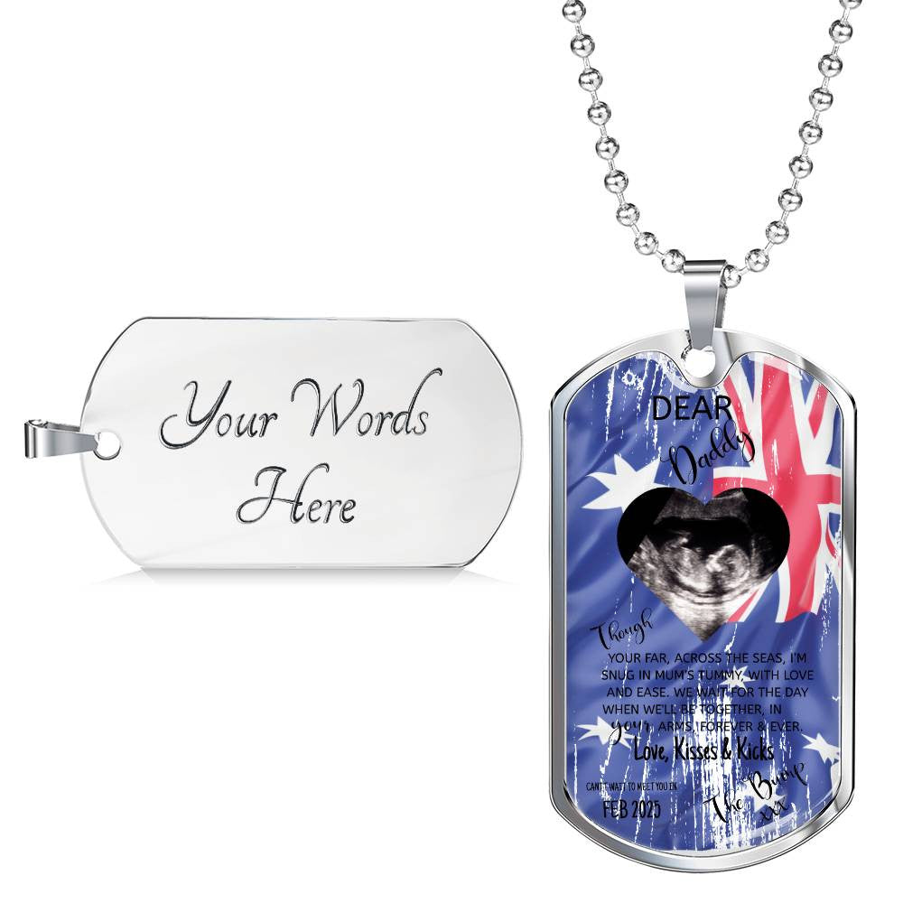 Dog Tag Personalised Dear Daddy Can't Wait to Meet you Pendant