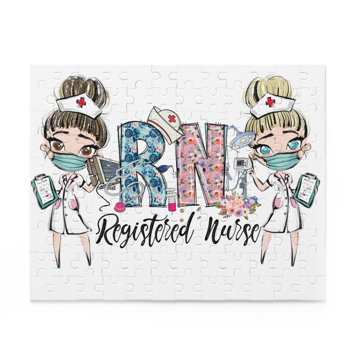 Puzzle, Nurse, RN Nurse, Registered Nurse Floral (120, 252, 500-Piece) awd-639