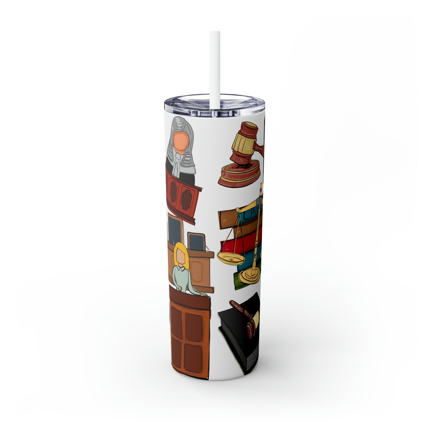 Skinny Tumbler with Straw, 20oz, Lawyer