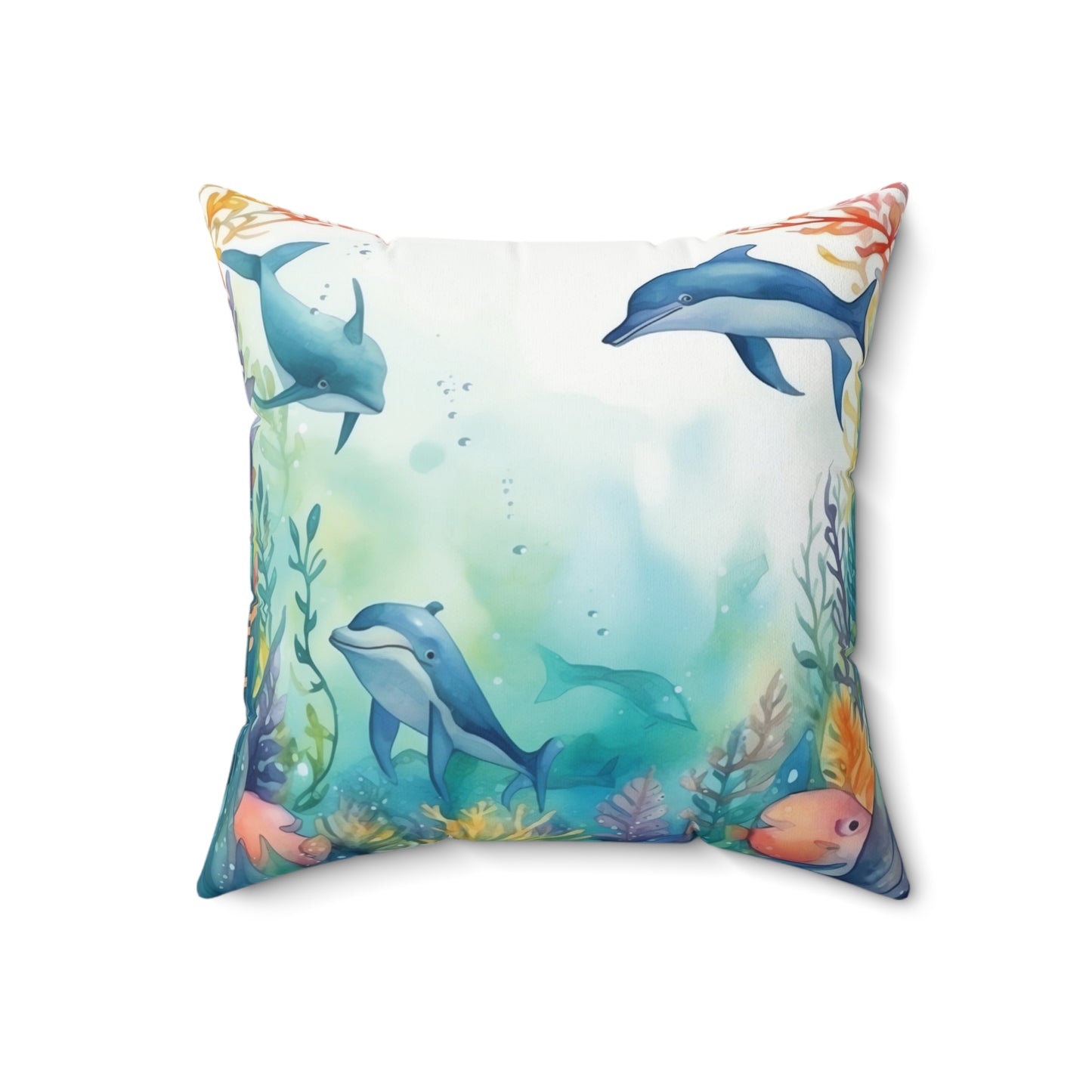 Nautical Polyester Square Cushion, Nautical cushion, Under the Sea