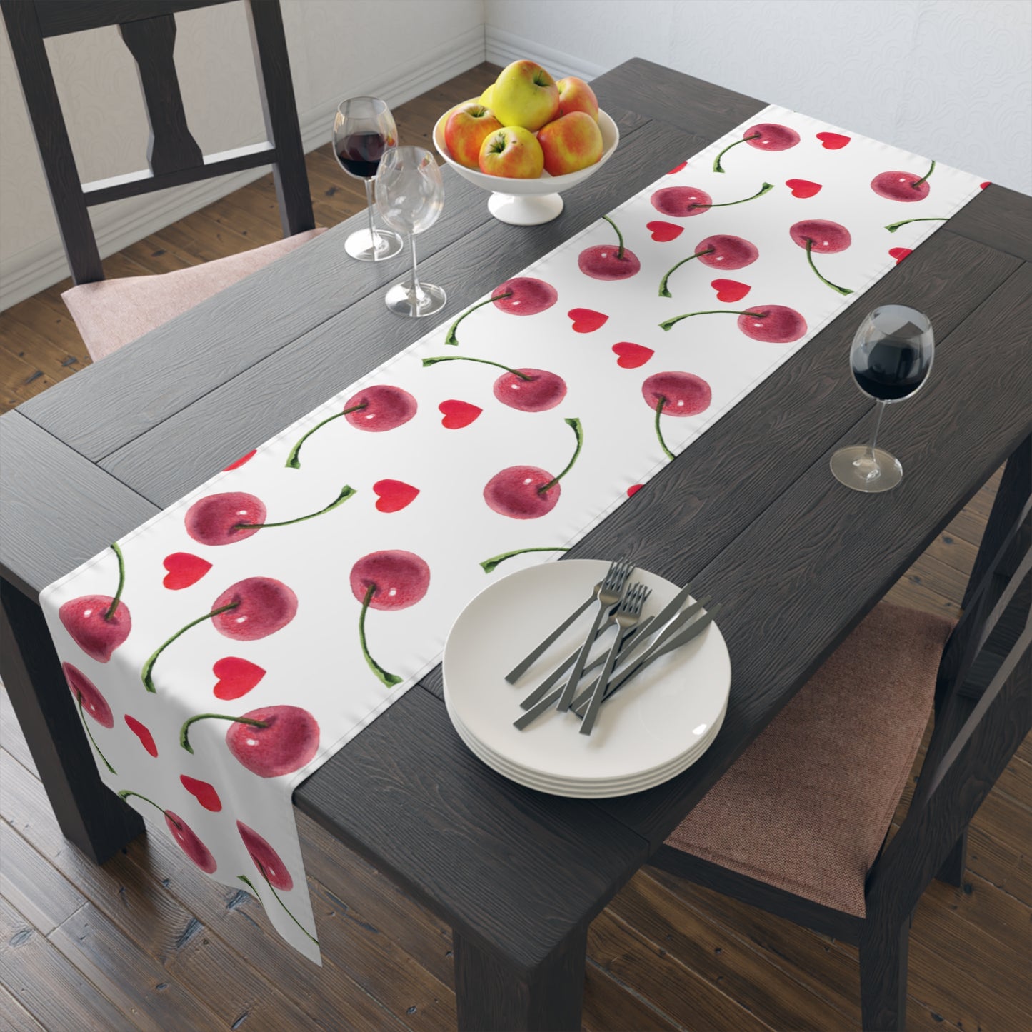 Cherries Table Runner, Cotton Twill and Poly Available