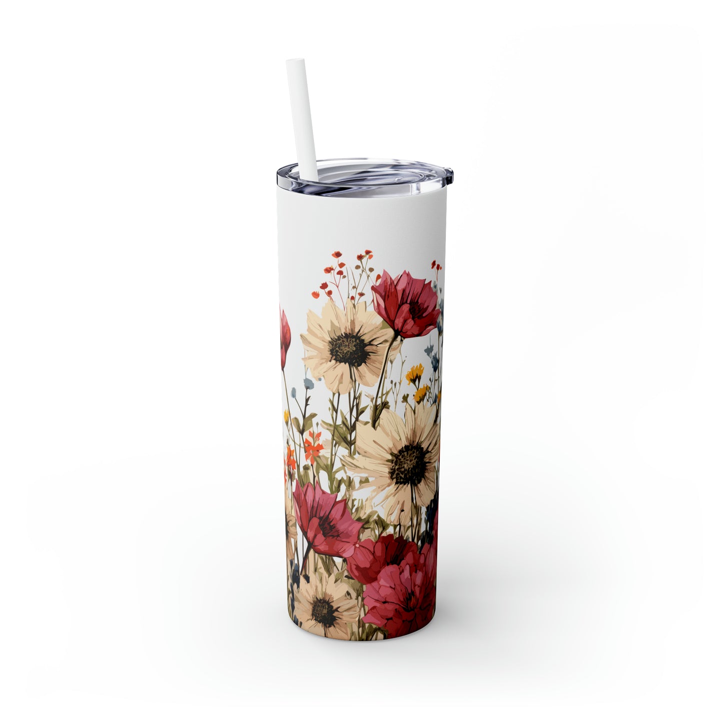 Skinny Tumbler with Straw, 20oz, Floral, awd-314