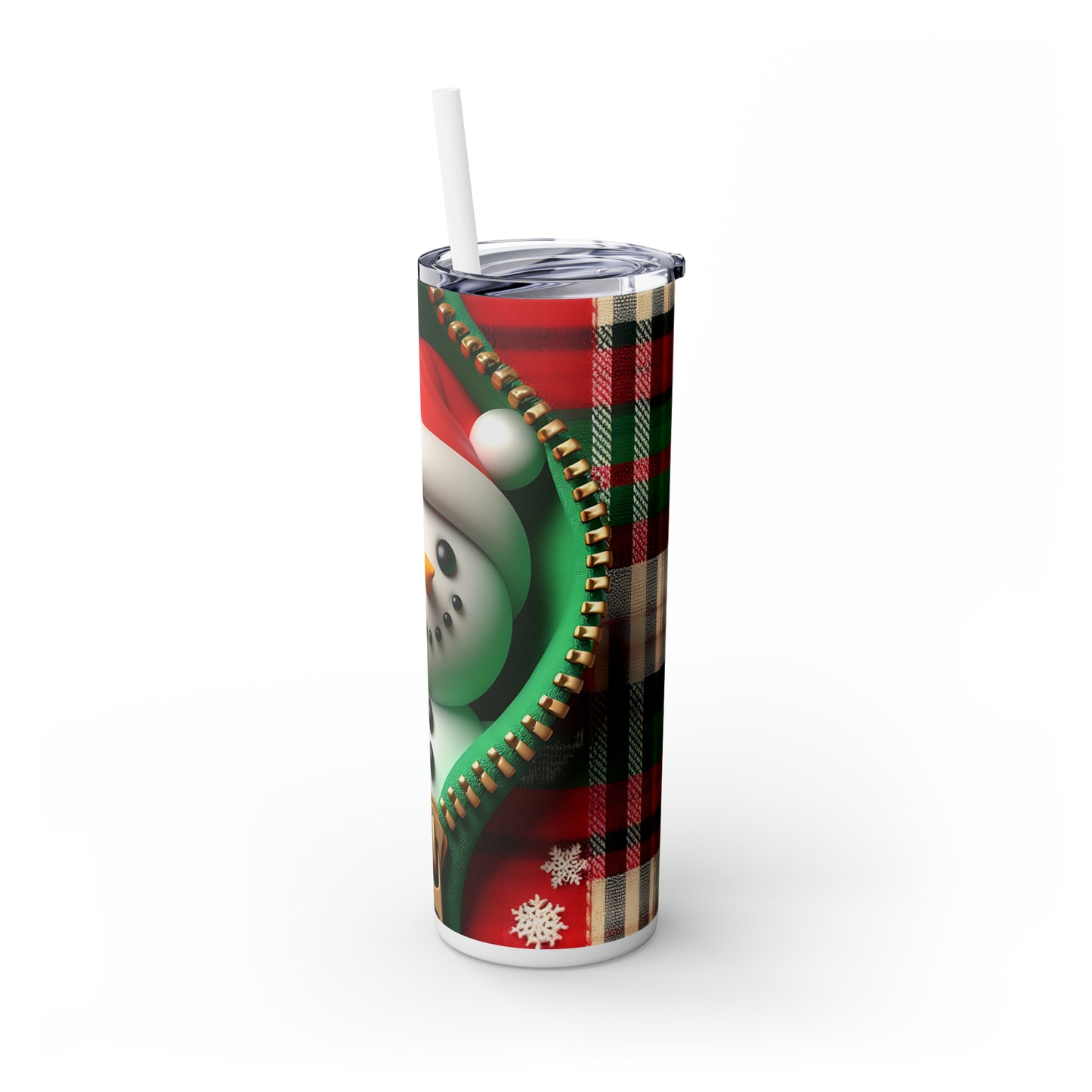 Skinny Tumbler with Straw, 20oz, Snowman