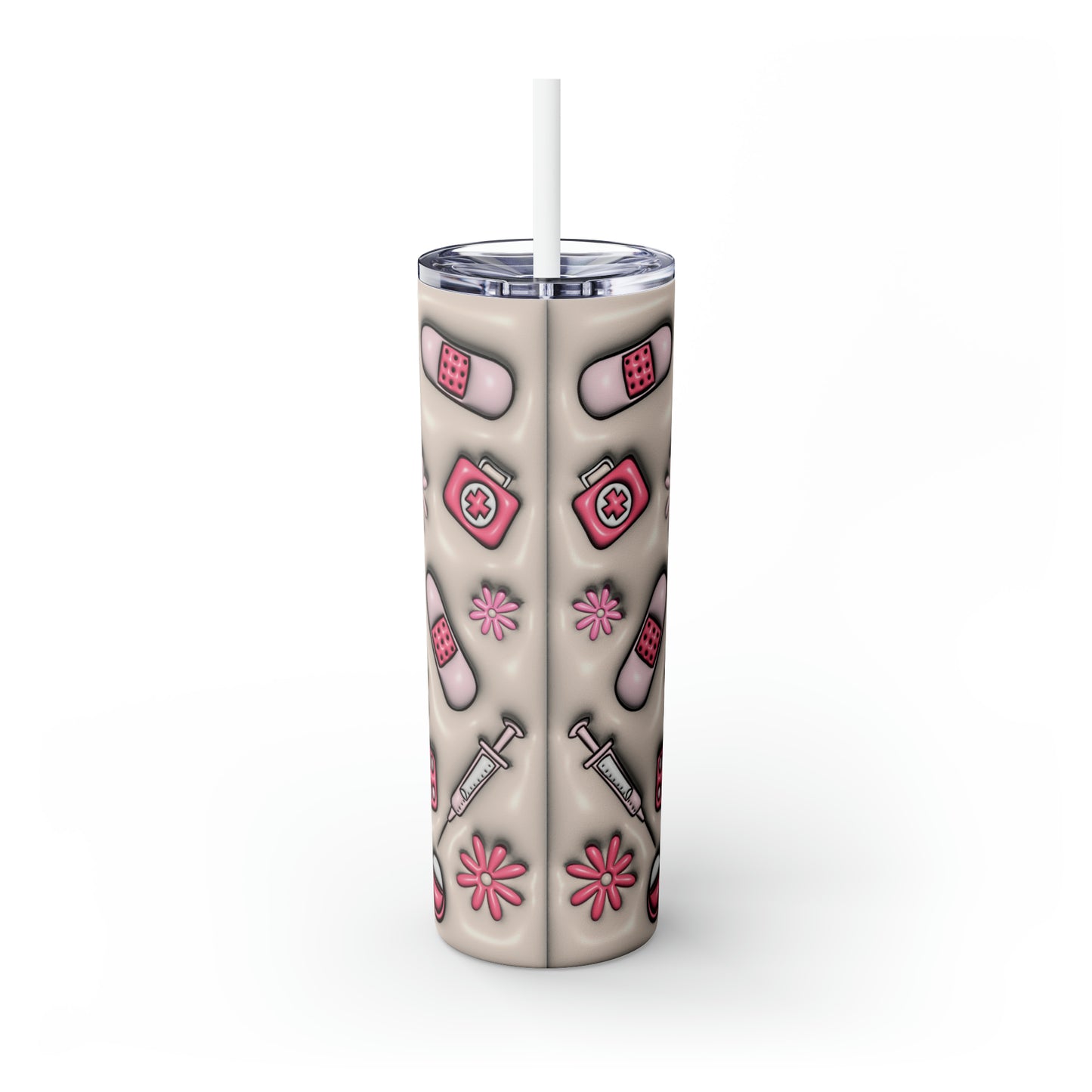 Skinny Tumbler with Straw, 20oz, Nurse