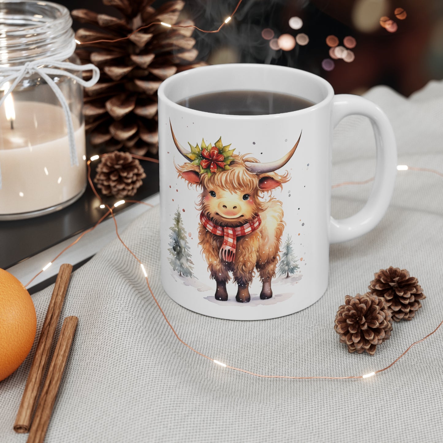 Personalised/Non Personalised Highland Cow, Ceramic Mug 11oz, Highland Cow Mug