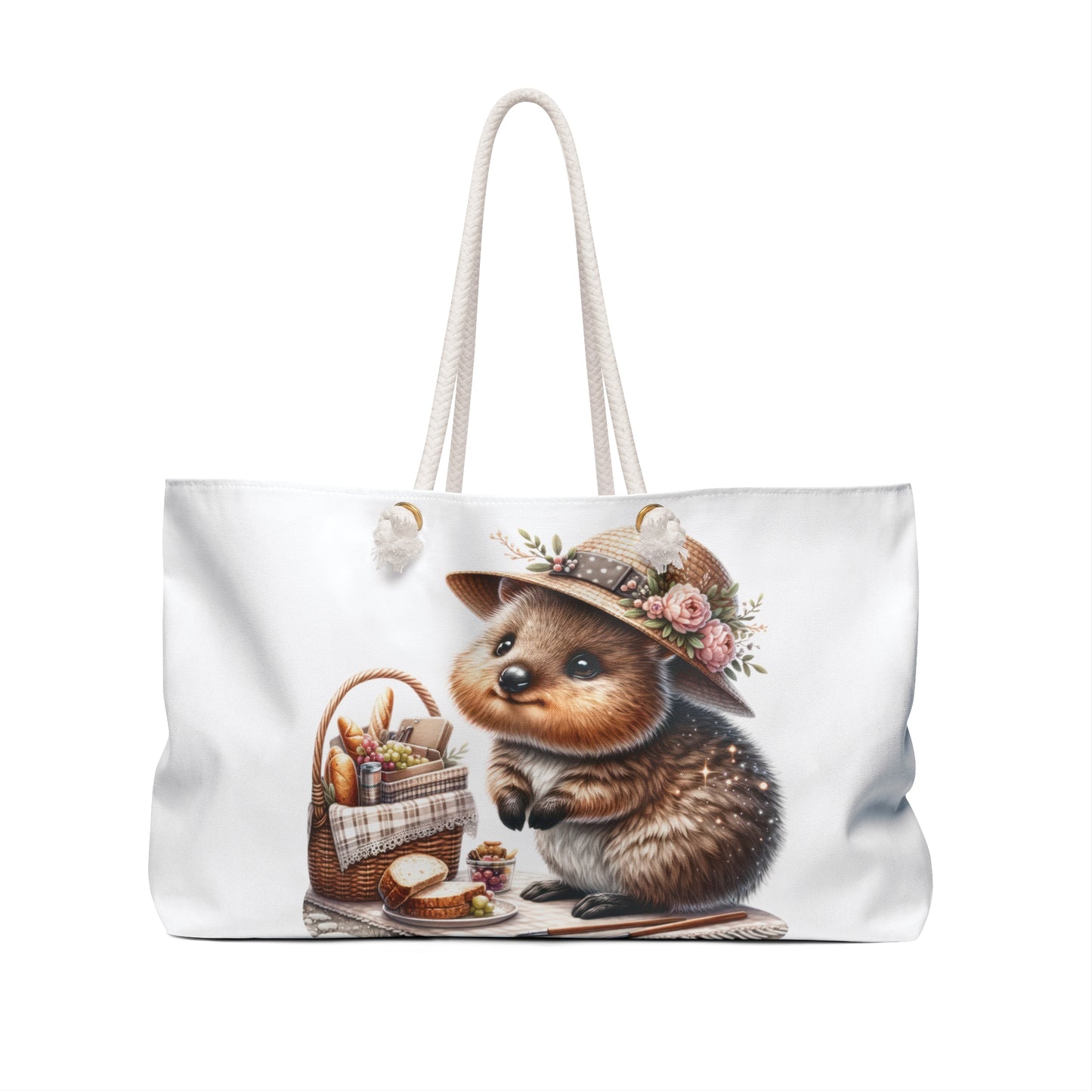 Personalised/Non-Personalised Weekender Bag, Australian Animals, Quokka, Large Weekender Bag, Beach Bag, Book Bag