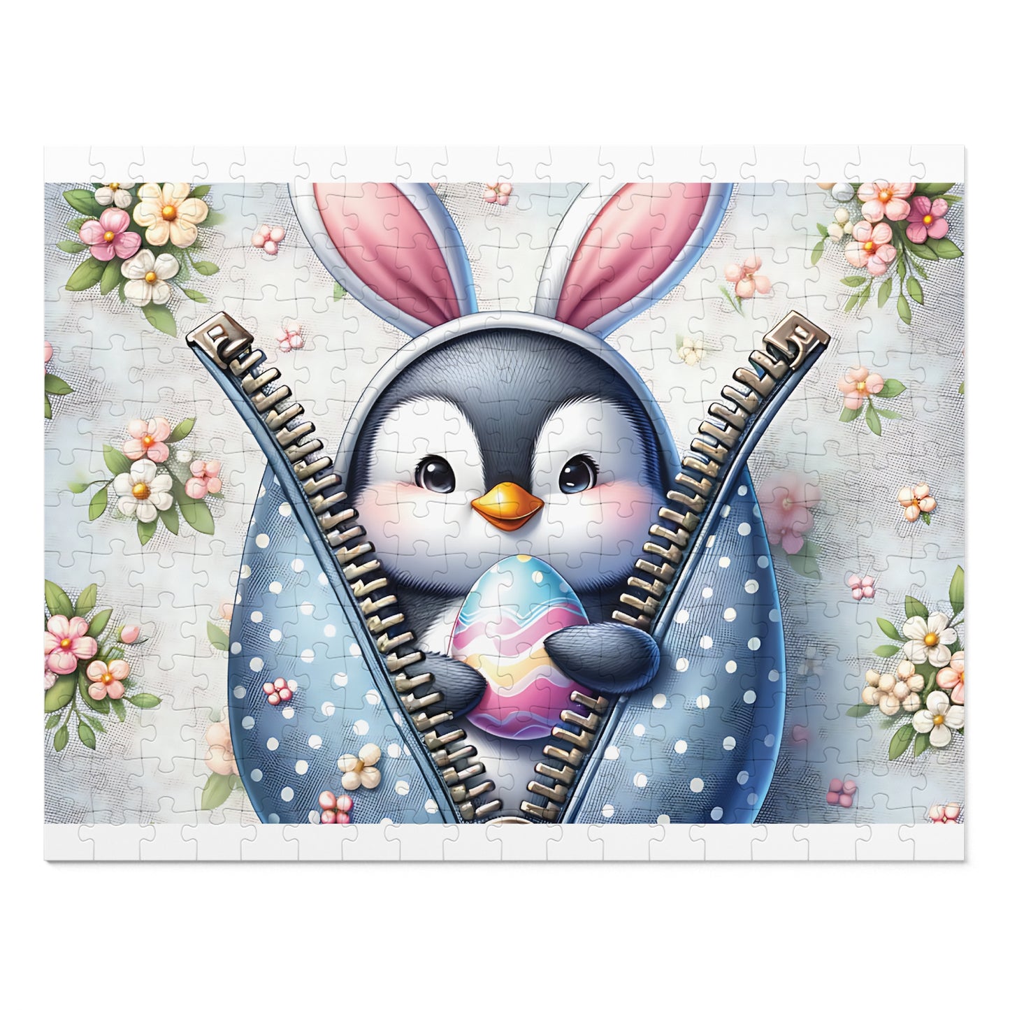 Jigsaw Puzzle, Easter, Penguin with Bunny Ears, Personalised/Non-Personalised (30, 110, 252, 500,1000-Piece)