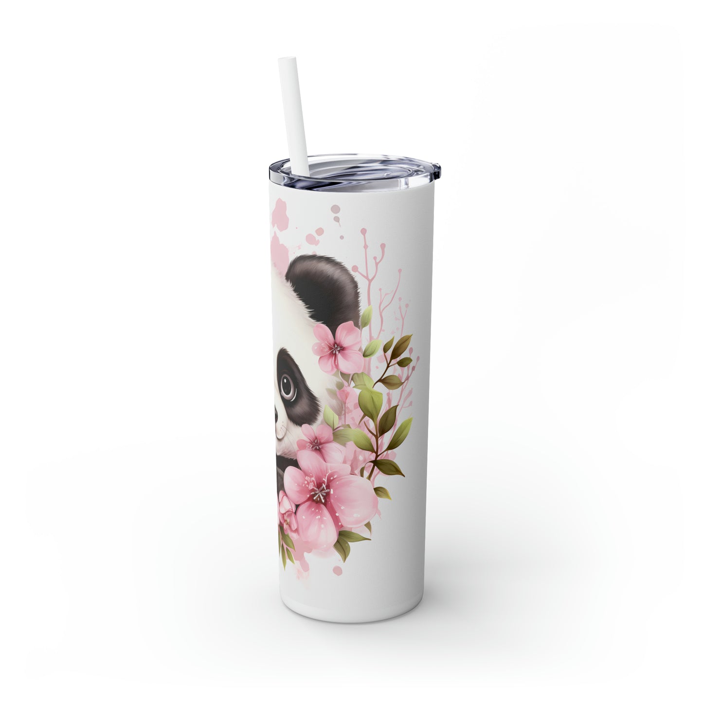 Skinny Tumbler with Straw, 20oz, Panda