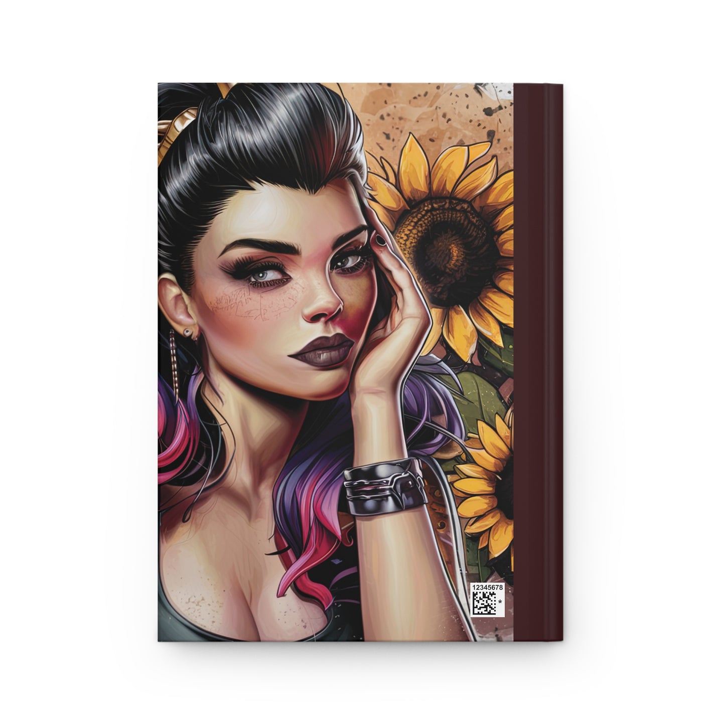 Personalised Hardcover Journal Matte, Girl and Sunflowers, awd-1674