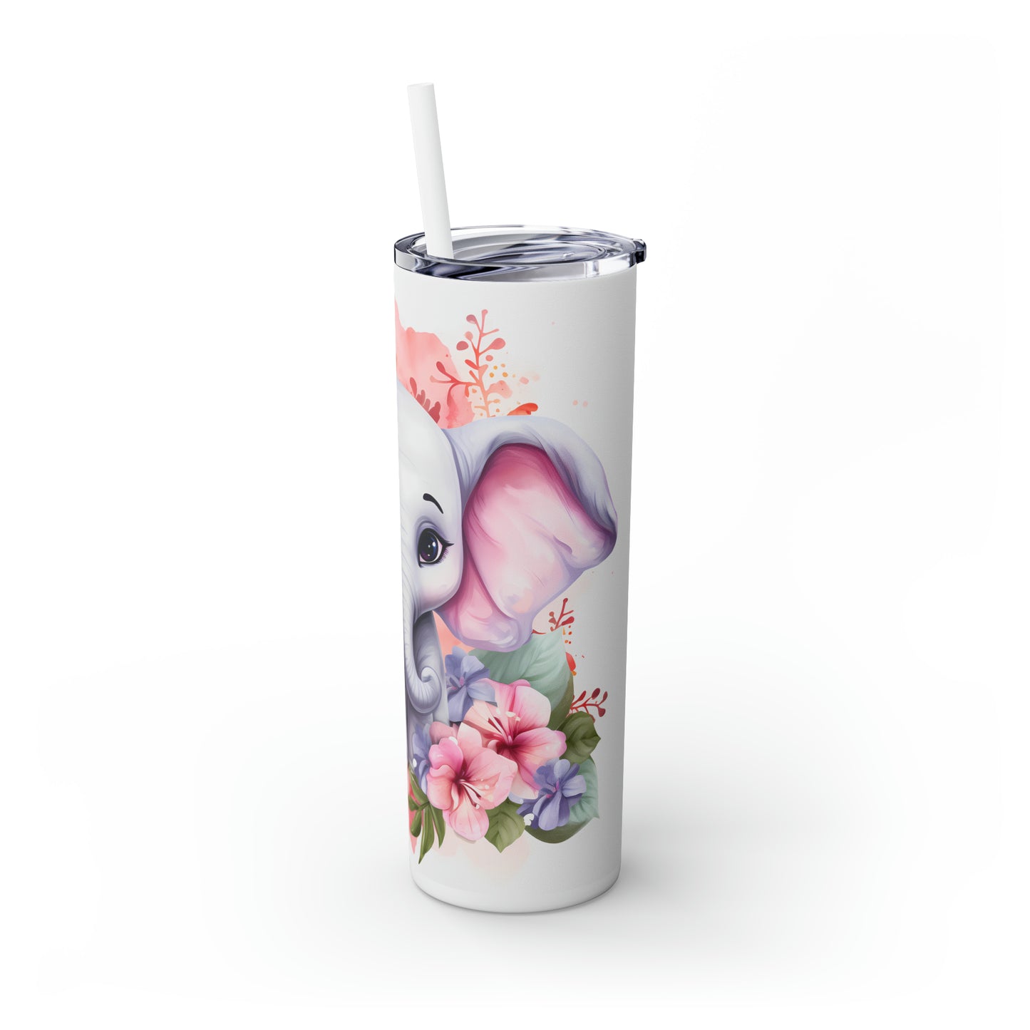 Skinny Tumbler with Straw, 20oz, Elephant, awd-255