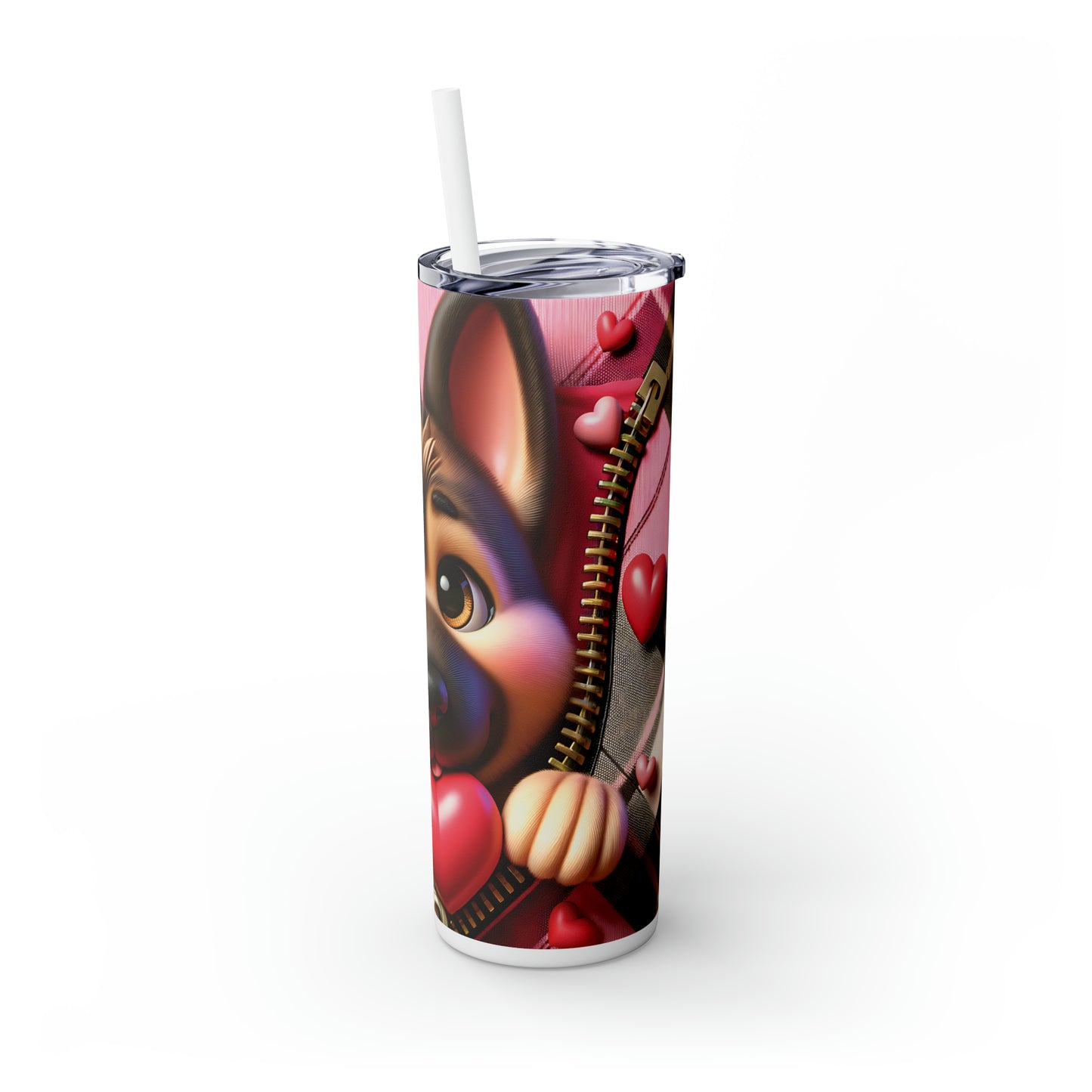 Skinny Tumbler with Straw, 20oz, Dog, Valentines Day, awd-1130