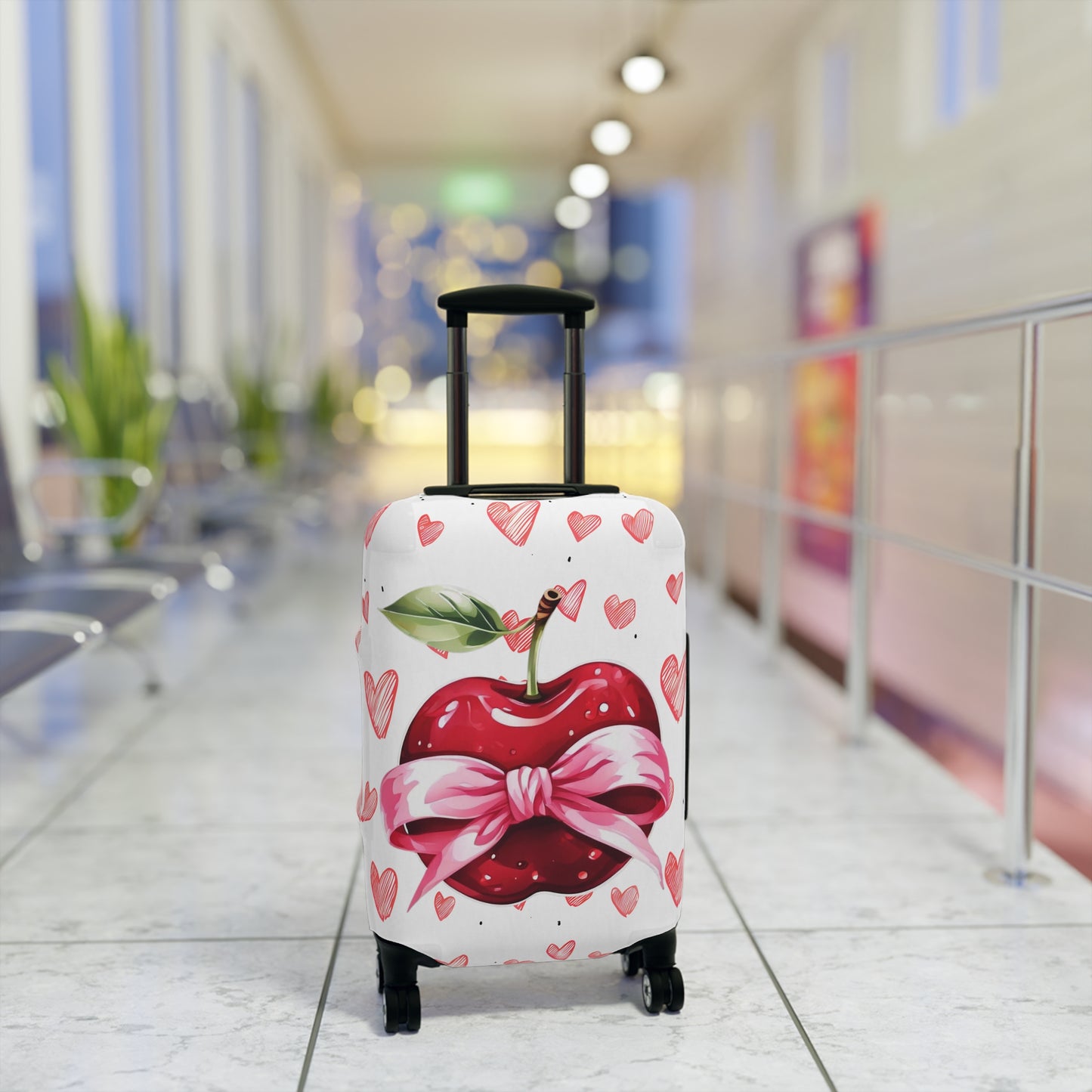 Luggage Cover, Rockabilly, Coquette, Hearts, Apple and Ribbon, awd-2524