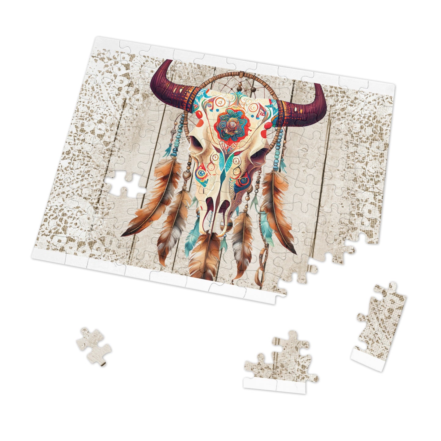 Jigsaw Puzzle, Boho Skull, Personalised/Non-Personalised (30, 110, 252, 500,1000-Piece)