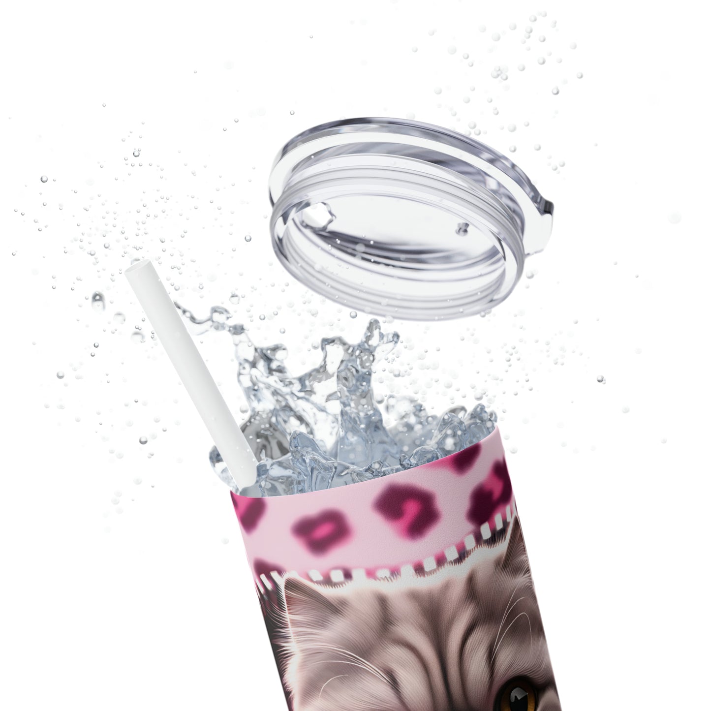 Skinny Tumbler with Straw, 20oz, Cat, Valentines Day, awd-752