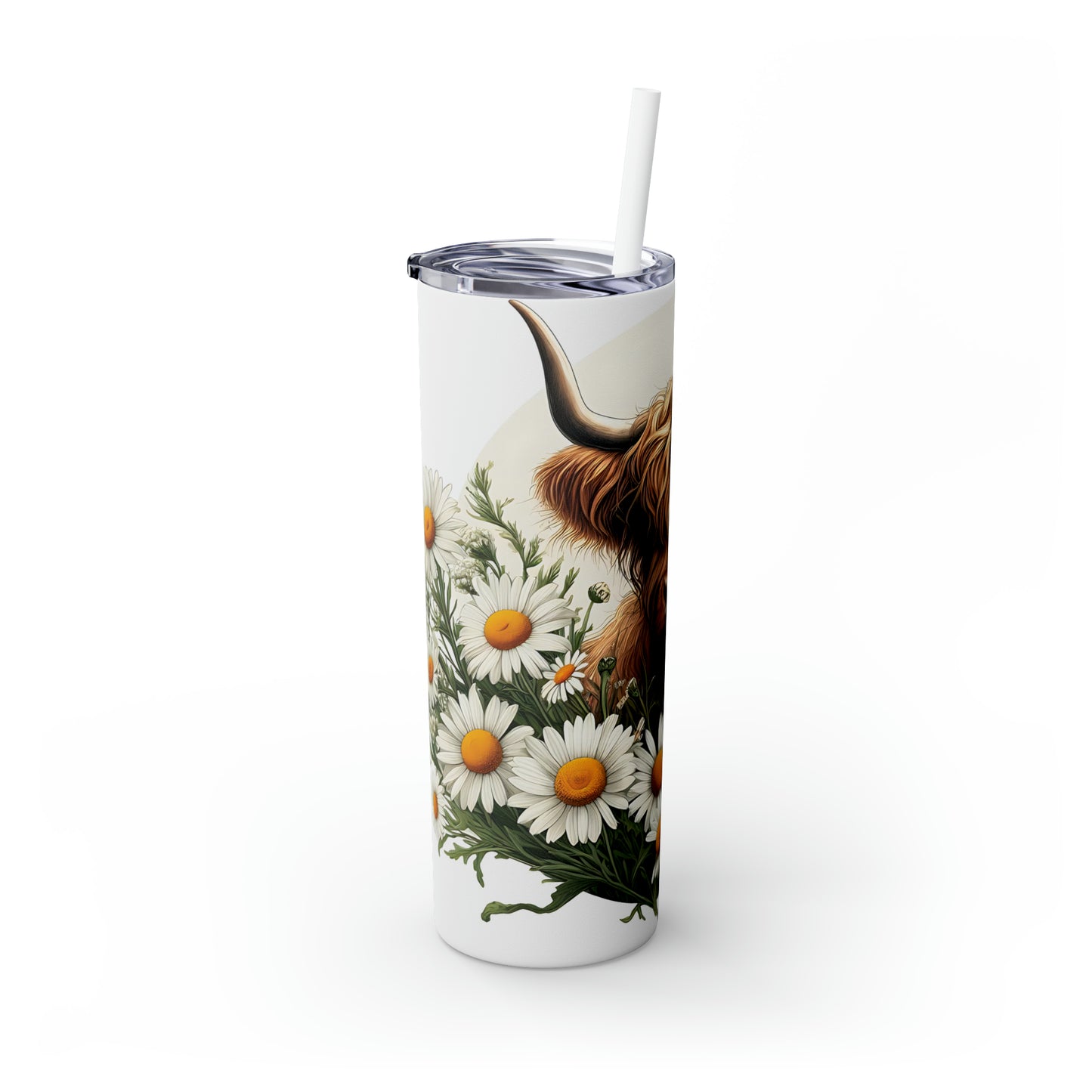 Skinny Tumbler with Straw, 20oz Highlander Cow, awd-443