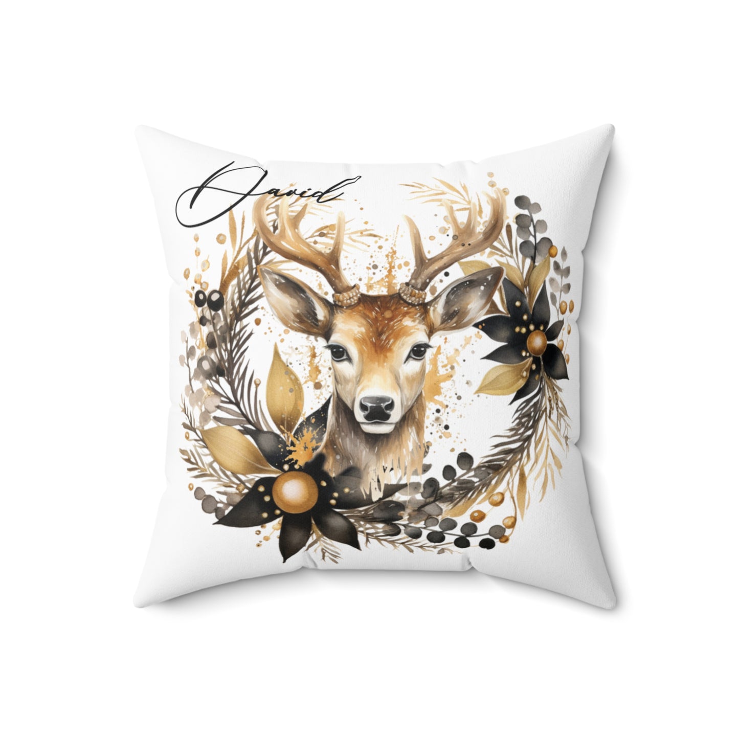 Personalised Christmas Cushion, Polyester Square Cushion, Reindeer Christmas cushion