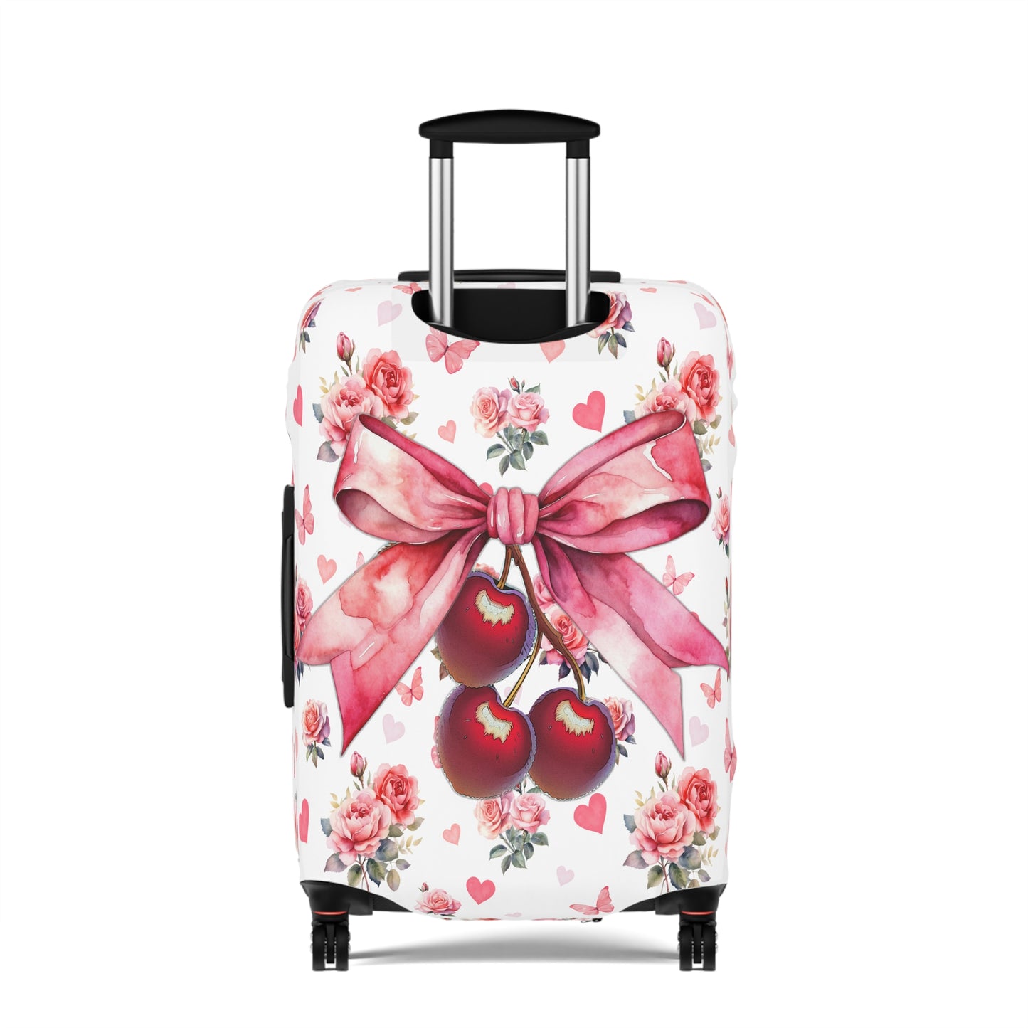 Luggage Cover, Rockabilly, Coquette, Hearts, Roses and Butterflies, Cherries and Ribbon, awd-2523