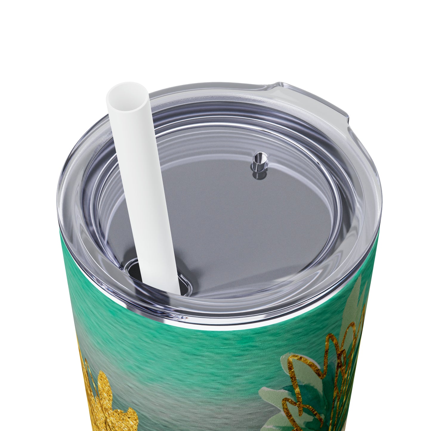 Skinny Tumbler with Straw, 20oz, Pineapples