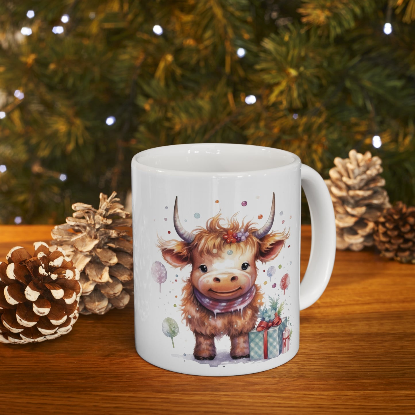 Personalised/Non Personalised Highland Cow, Ceramic Mug 11oz, Highland Cow Mug