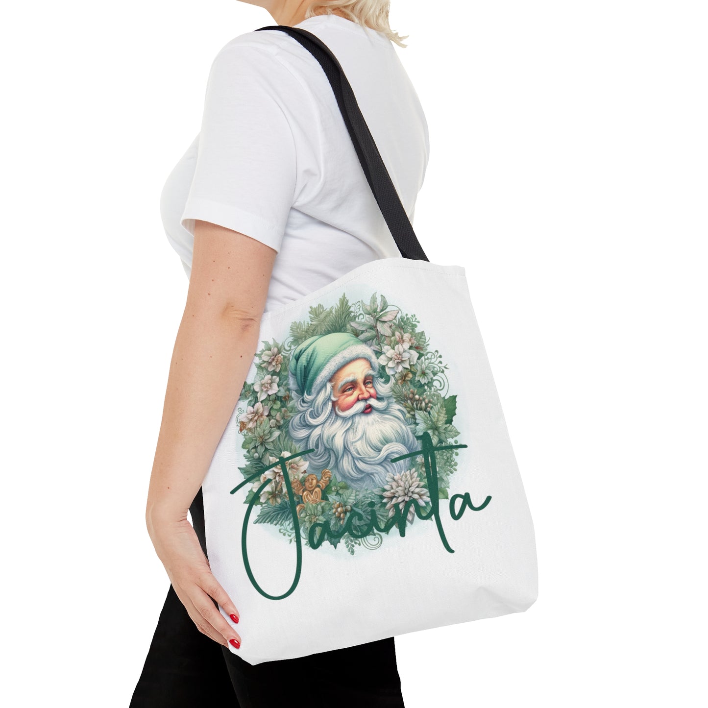 Santa wreath Personalised Tote Bag, Christmas bag, Christmas Tote Bag, Personalised/Non-Personalised