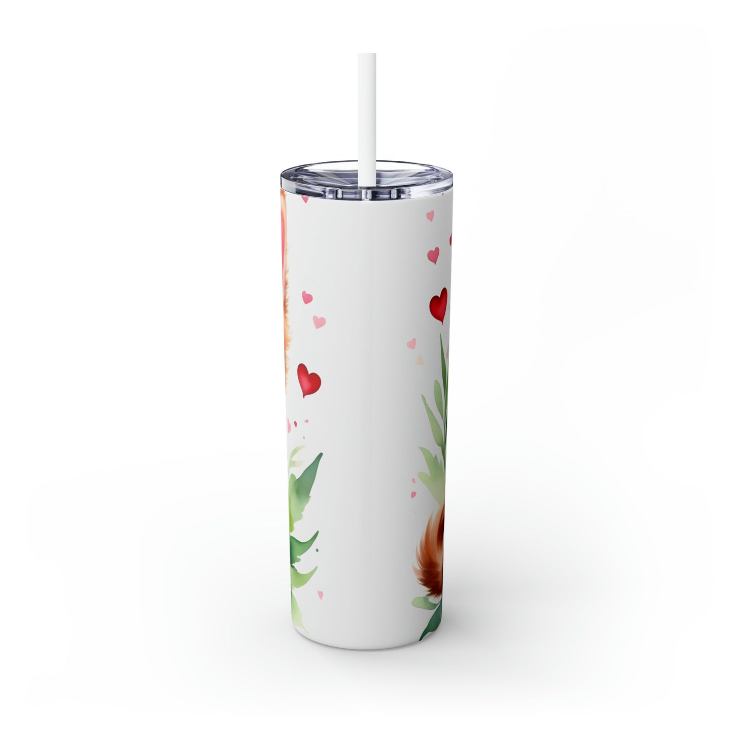 Skinny Tumbler with Straw, 20oz, Cat