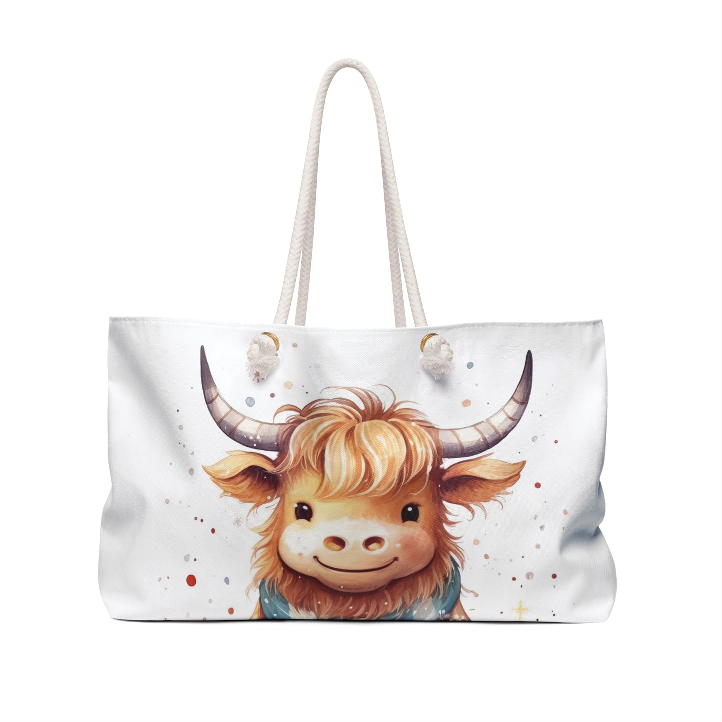 Personalised/Non-Personalised Weekender Bag, Highland Cow, Large Weekender Bag, Beach Bag, Book Bag