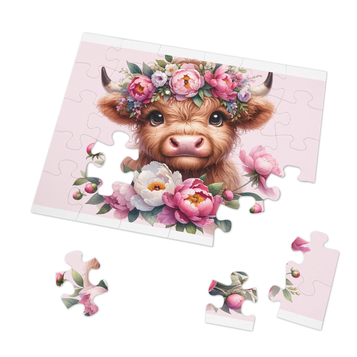 Jigsaw Puzzle, Highland Cow, Personalised/Non-Personalised (30, 110, 252, 500,1000-Piece)