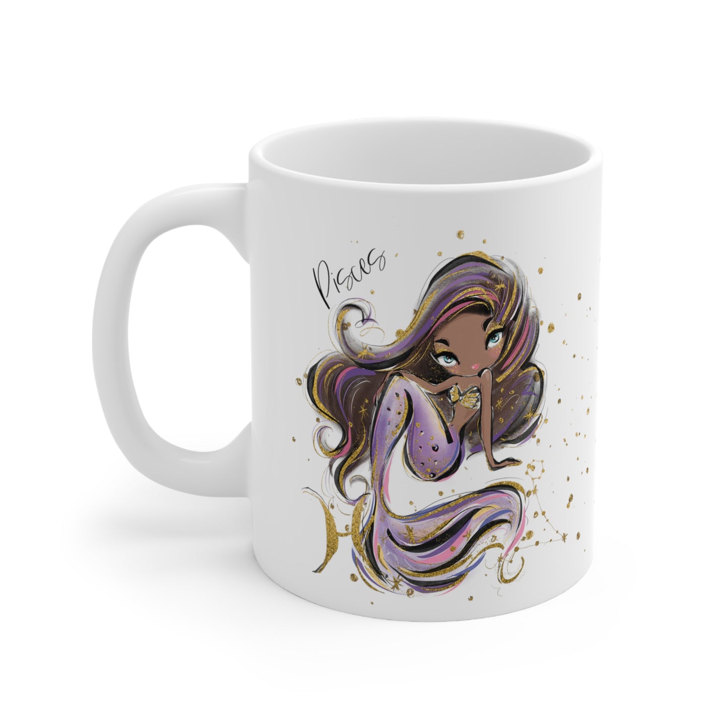 Personalised/Non Personalised Zodiac Sign, Pisces, Ceramic Mug 11oz