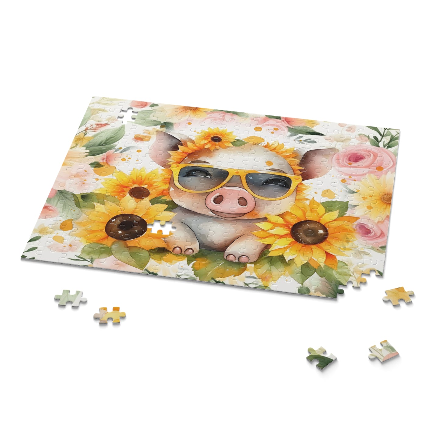 Puzzle, Pig, Sunflowers (120, 252, 500-Piece) awd-657