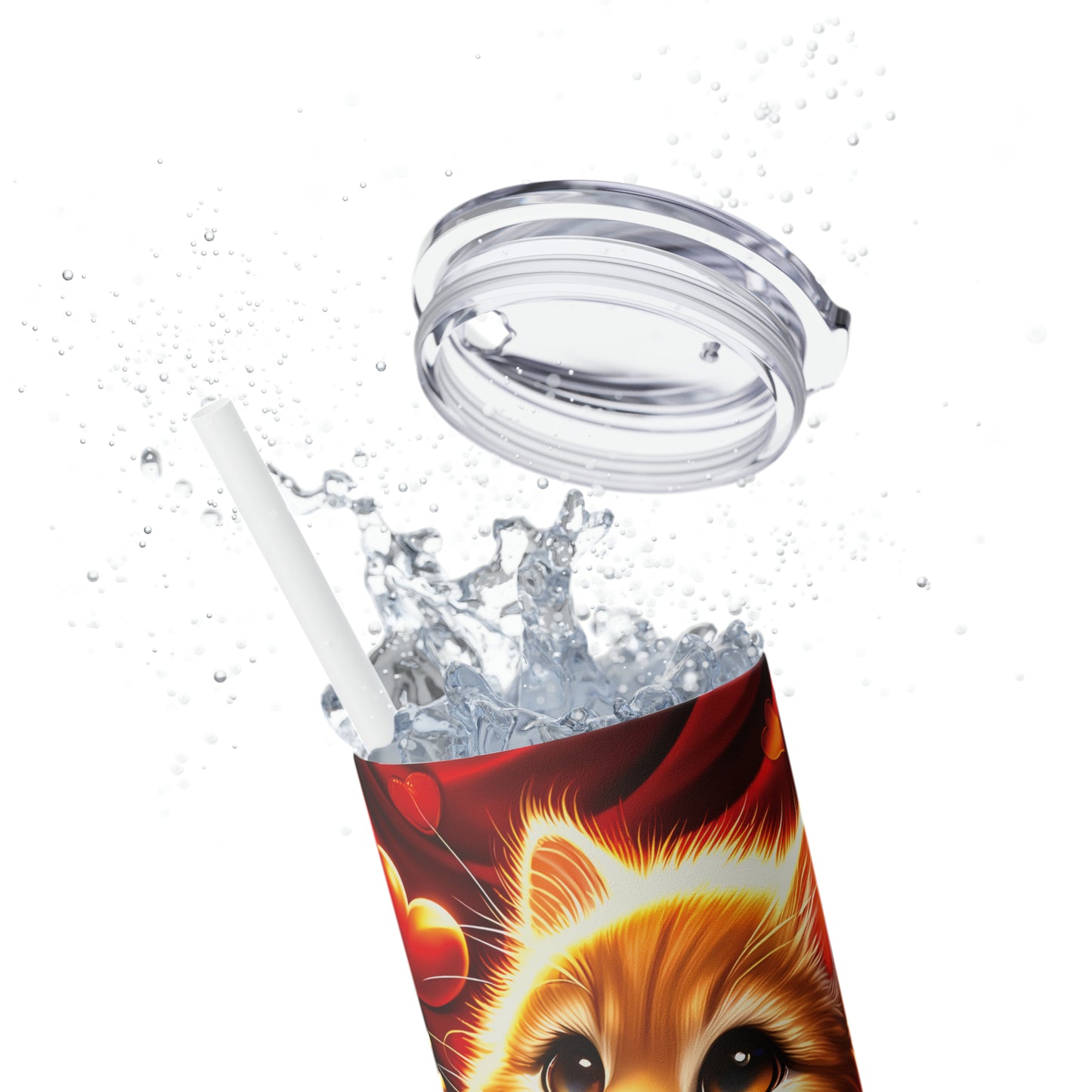 Skinny Tumbler with Straw, 20oz, Cat, Valentines Day, awd-871