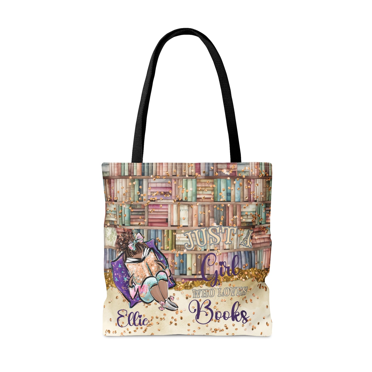 Personalised Tote Bag, Just A Girl Who Loves Books, Dark Skin, Tote bag