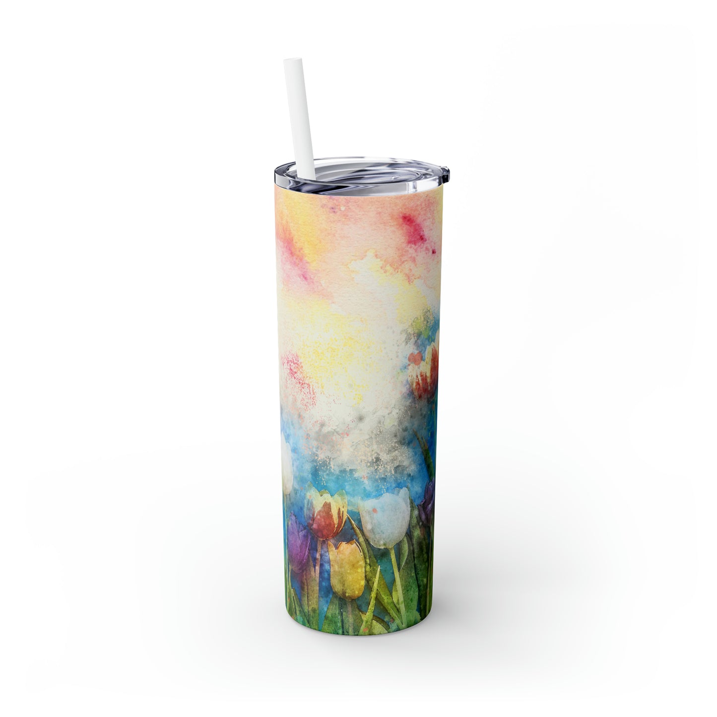 Skinny Tumbler with Straw, 20oz, Floral, awd-317