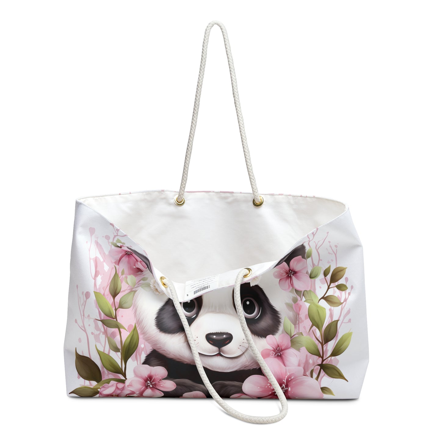 Personalised/Non-Personalised Weekender Bag, Panda, Large Weekender Bag, Beach Bag, Book Bag