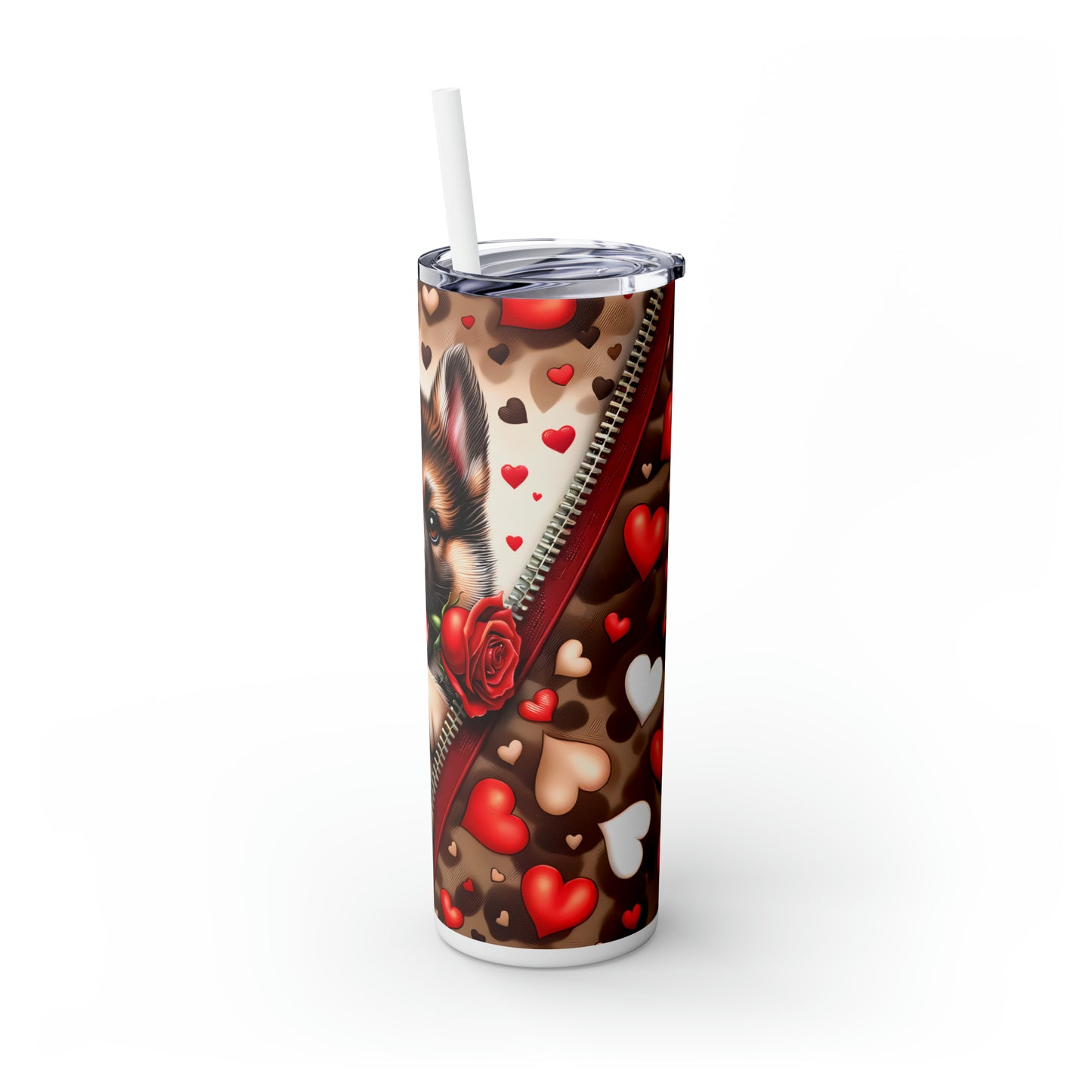 Skinny Tumbler with Straw, 20oz, Dog, Valentines Day, awd-872