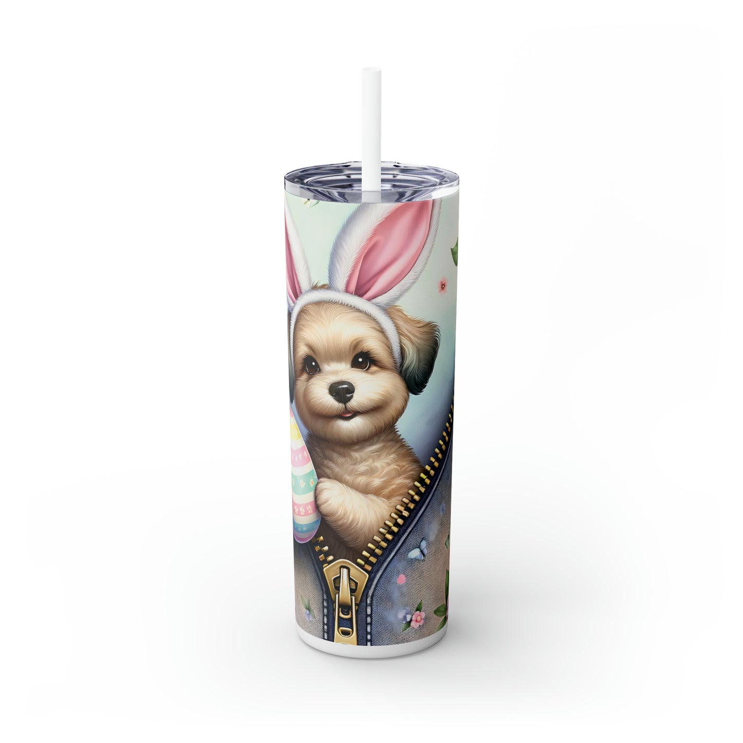 Skinny Tumbler with Straw, 20oz, Easter, Dog, awd-1311