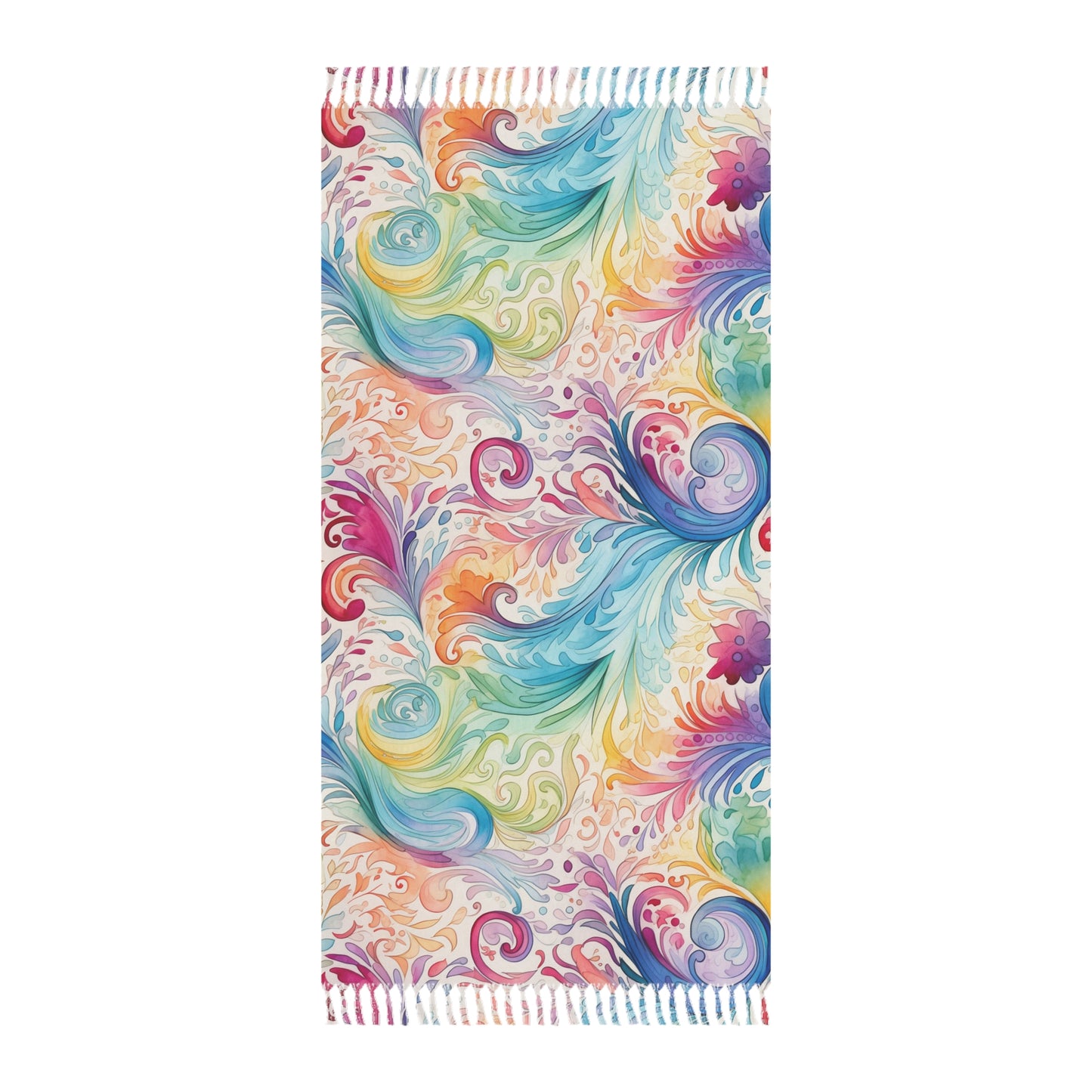 Boho Beach Towel, Rainbow Paisley Design