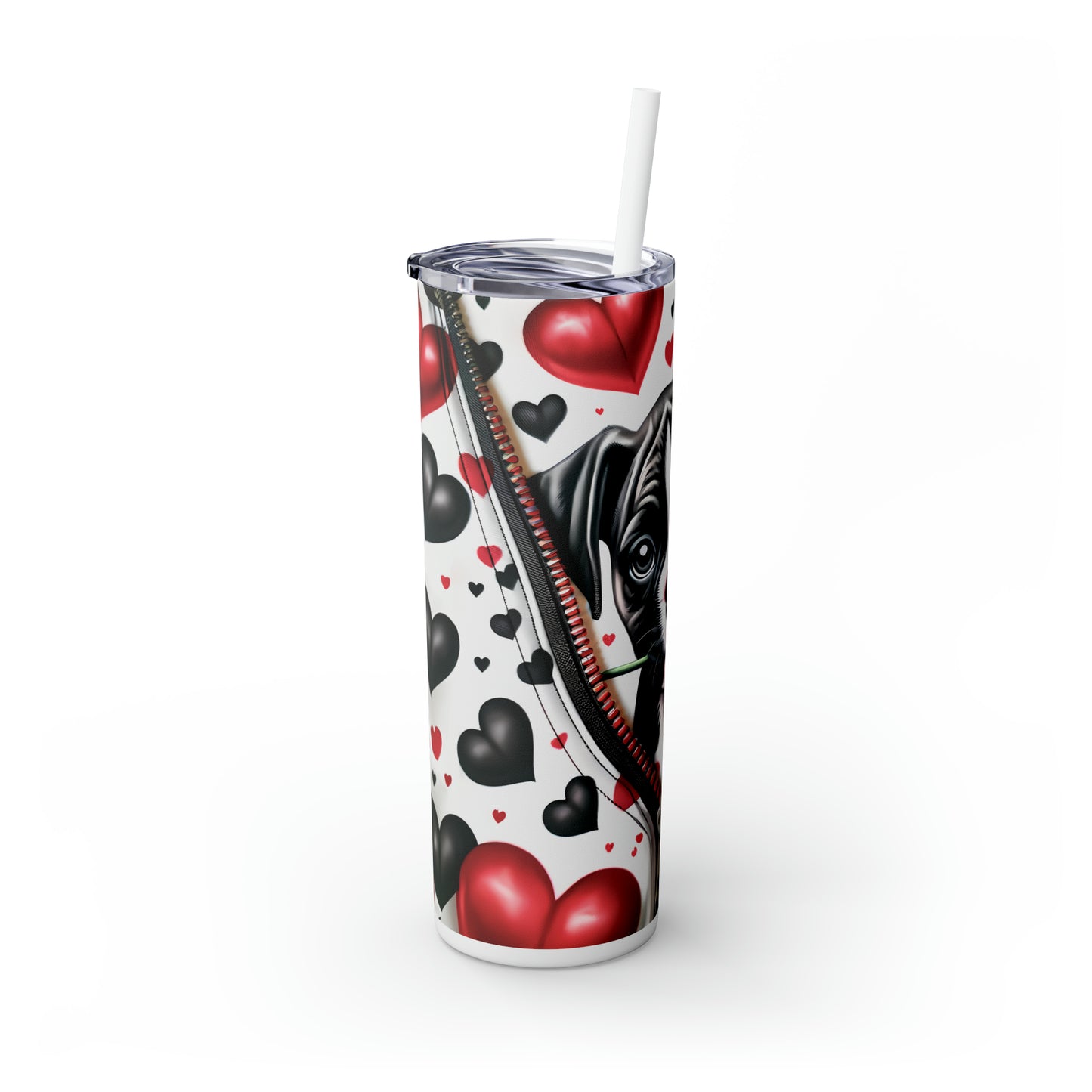 Skinny Tumbler with Straw, 20oz, Dog, Valentines Day, awd-914