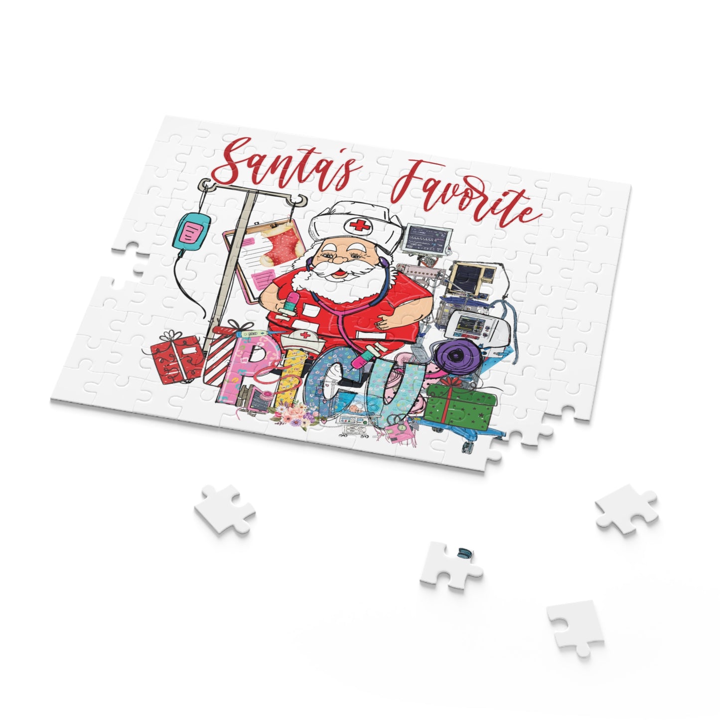 Personalised/Non-Personalised Puzzle, Santa's Favorite PICU Nurse (120, 252, 500-Piece)