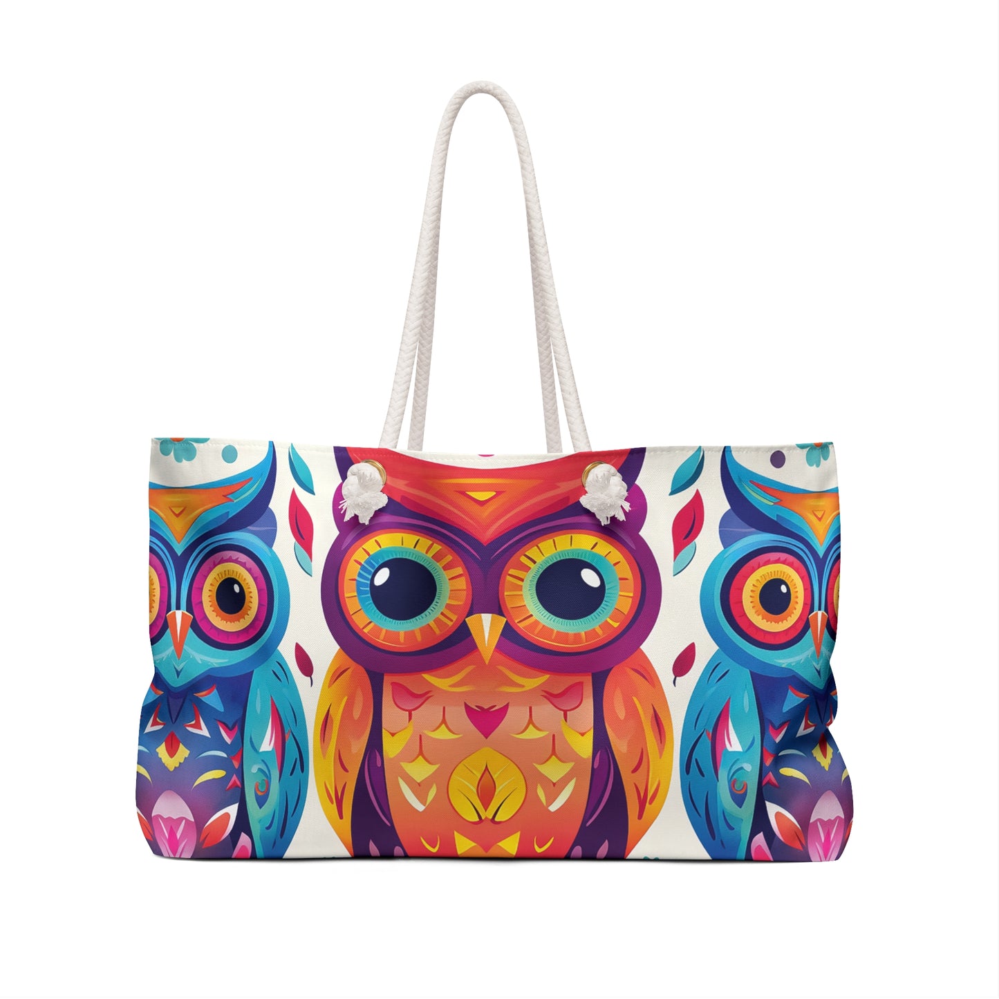 Personalised/Non-Personalised Weekender Bag, Owl, Large Weekender Bag, Beach Bag, Book Bag