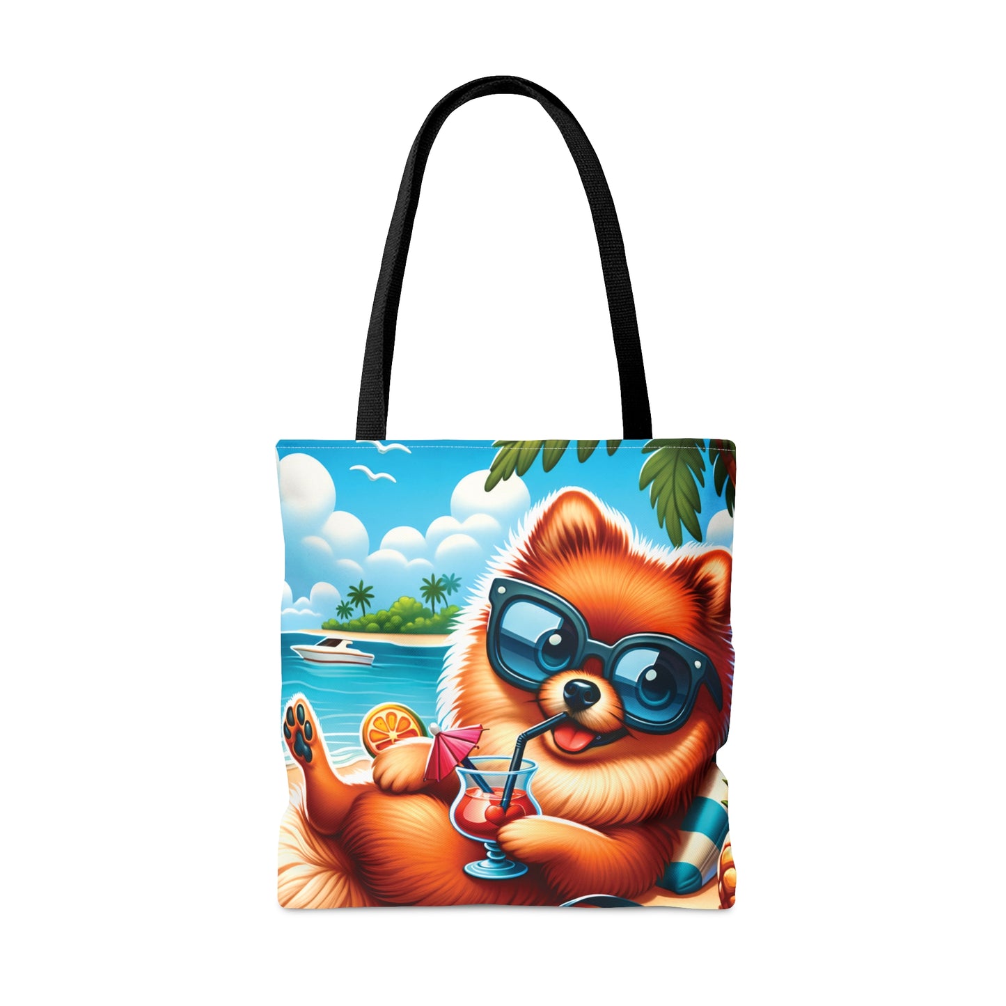 Tote Bag, Dog on Beach, Pomeranian, Tote bag, awd-1231