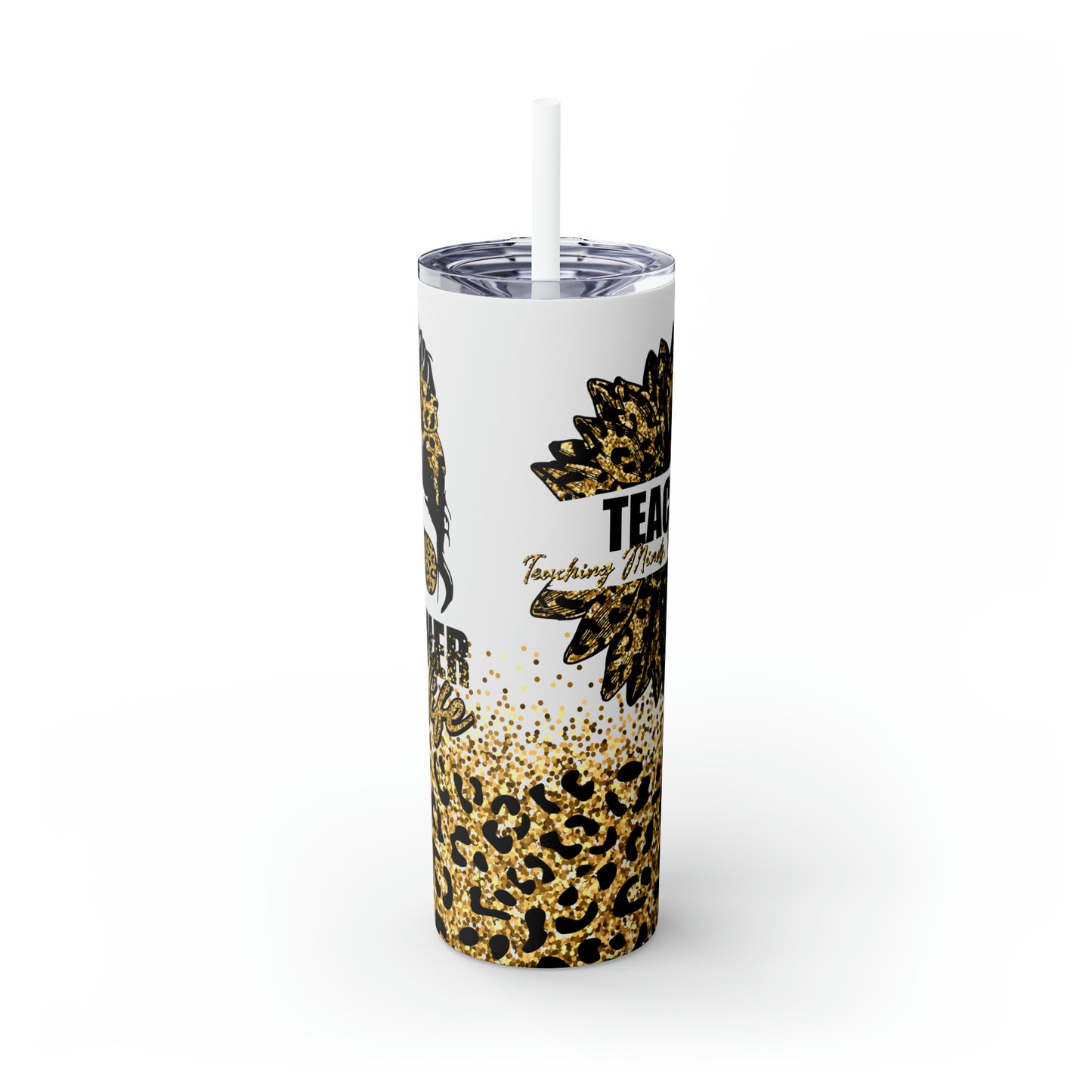 Skinny Tumbler with Straw, 20oz, Teacher